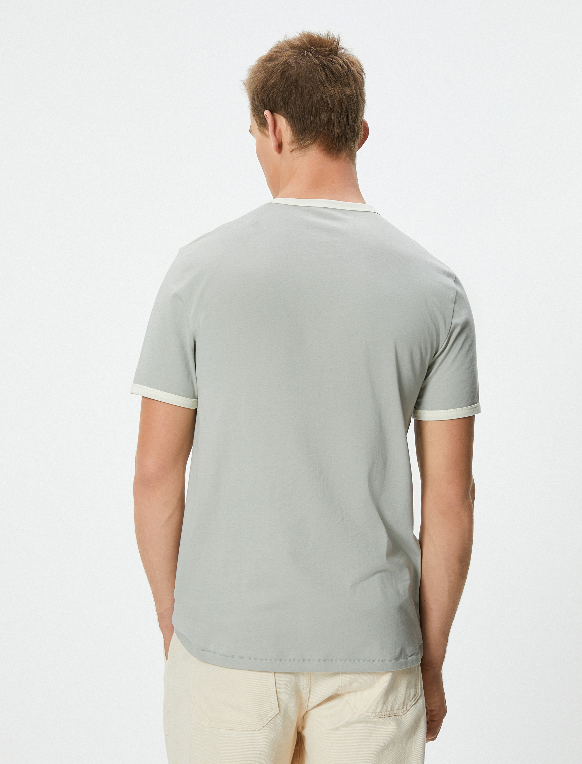   Slim Fit Tişört Biyeli Kısa Kollu Bisiklet Yaka Pamuklu