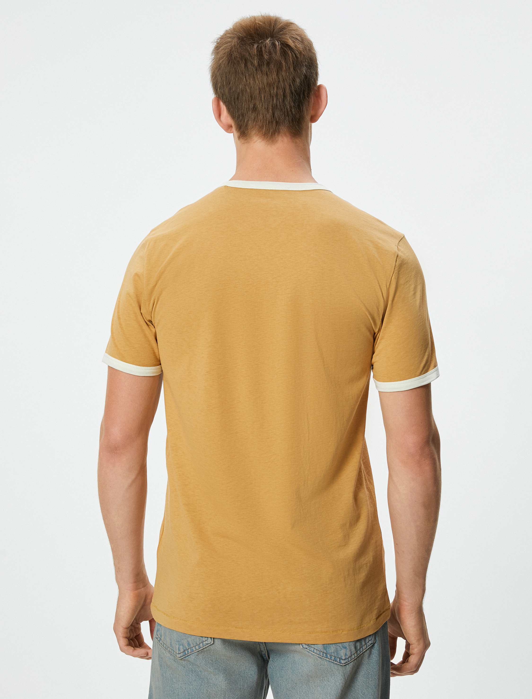   Slim Fit Tişört Biyeli Kısa Kollu Bisiklet Yaka Pamuklu