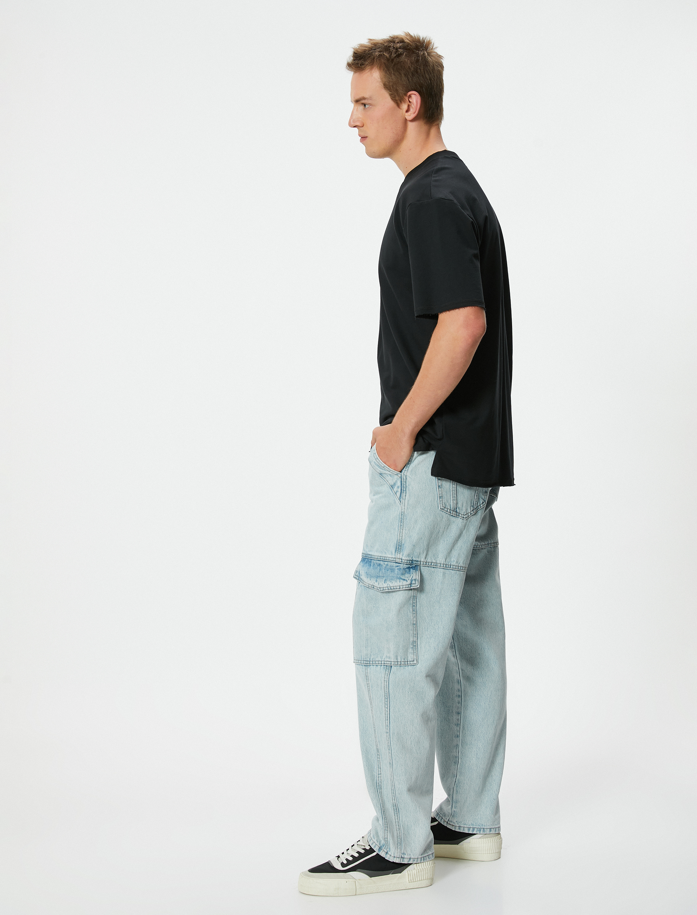   Kot Kargo Pantolon Oversize Cep Detaylı