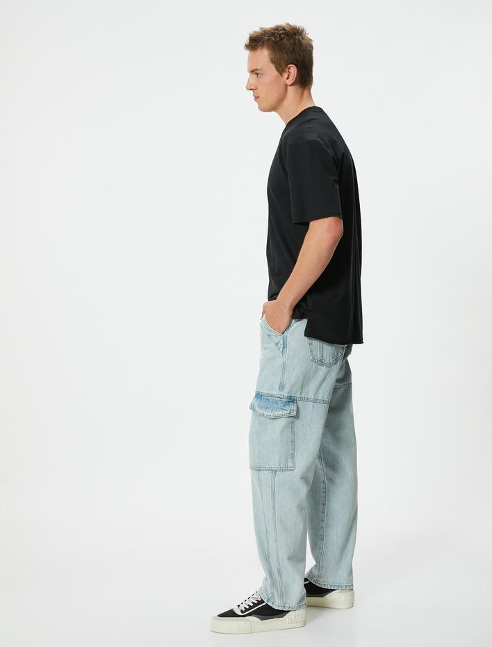  Kot Kargo Pantolon Oversize Cep Detaylı