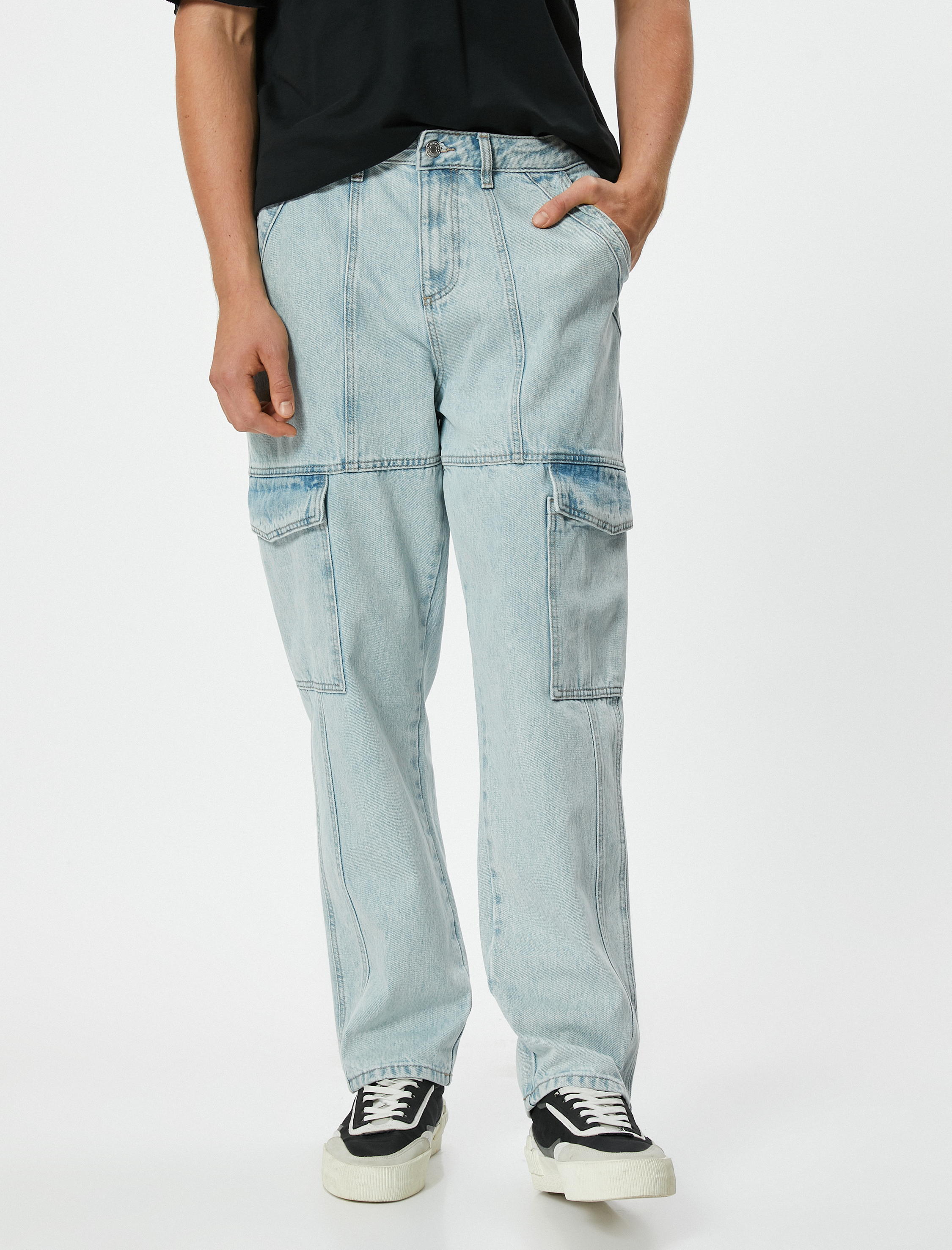   Kot Kargo Pantolon Oversize Cep Detaylı