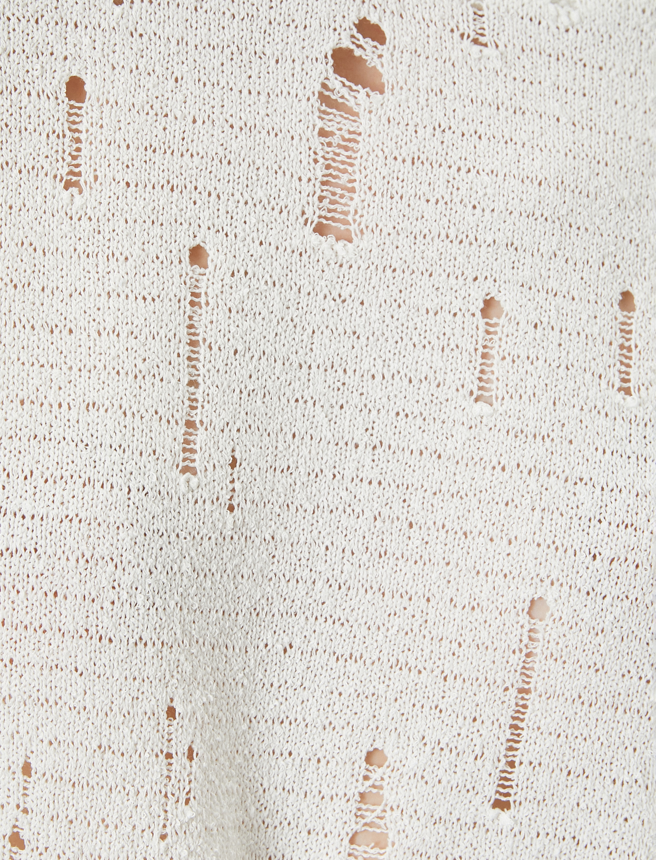   Yırtık Tişört Uzun Kollu Bisiklet Yaka Dokulu