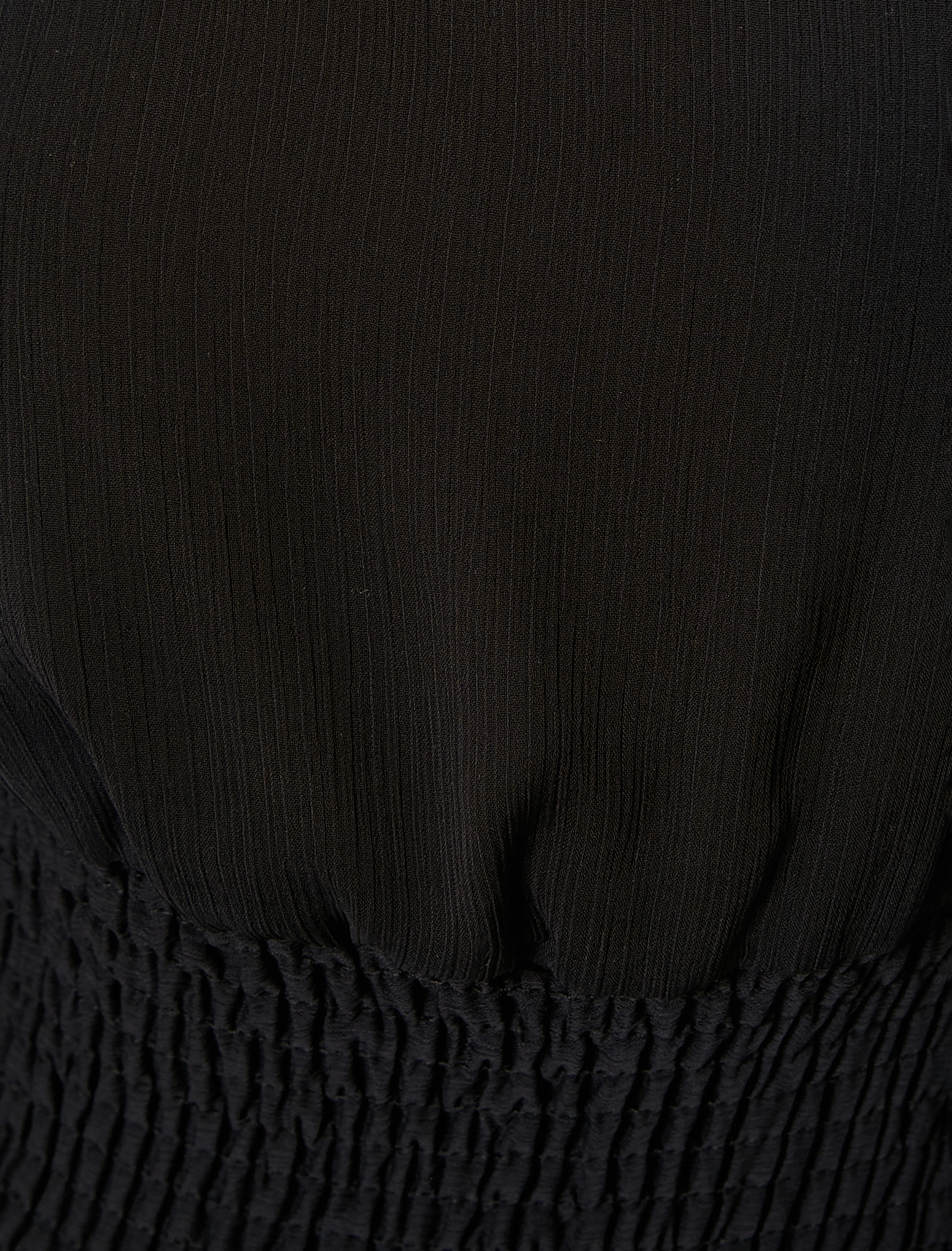 Mini Şifon Elbise Uzun Kollu Kare Yaka Volanlı