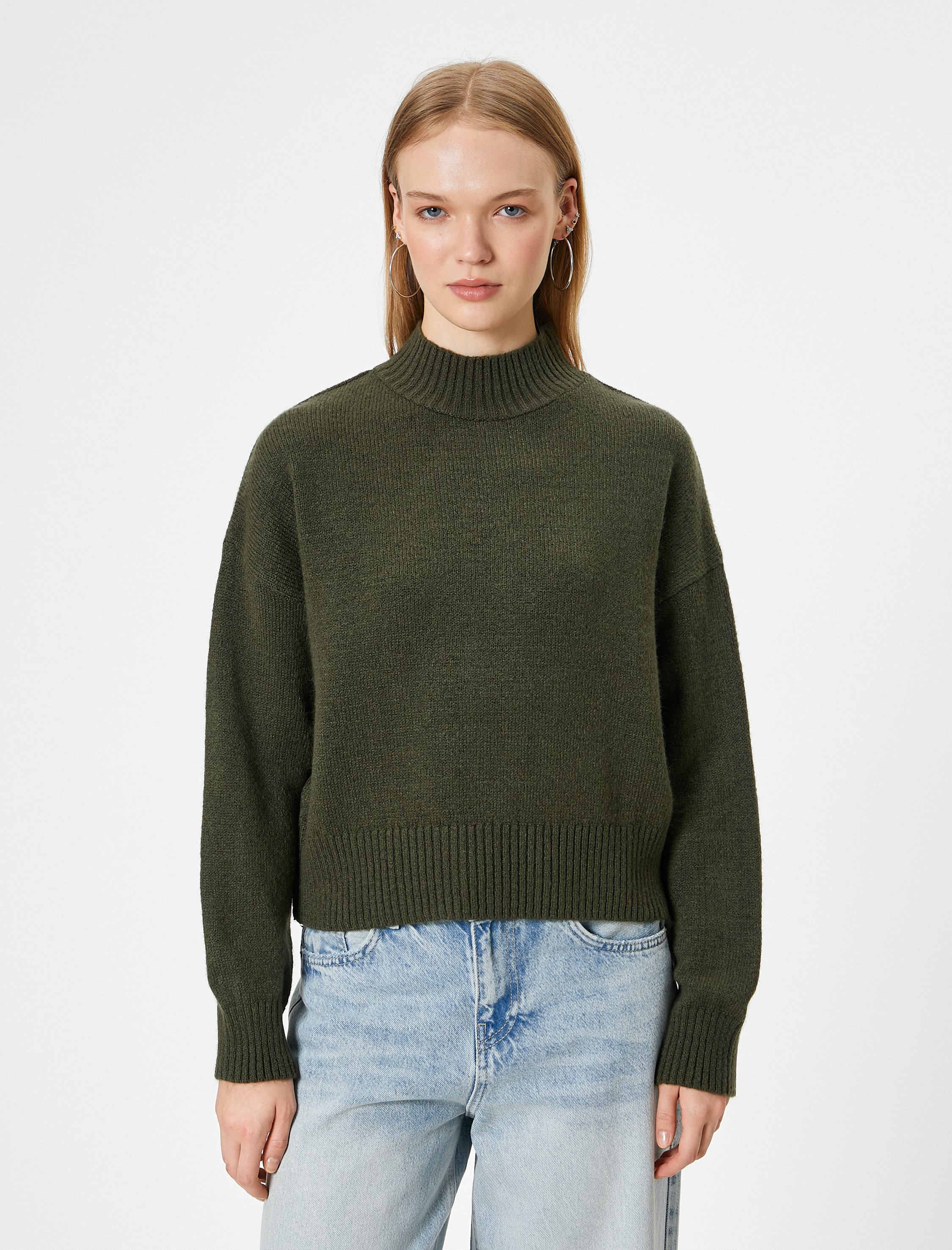   Triko Kazak Basic Dik Yaka Uzun Kollu Akrilik Karışımlı