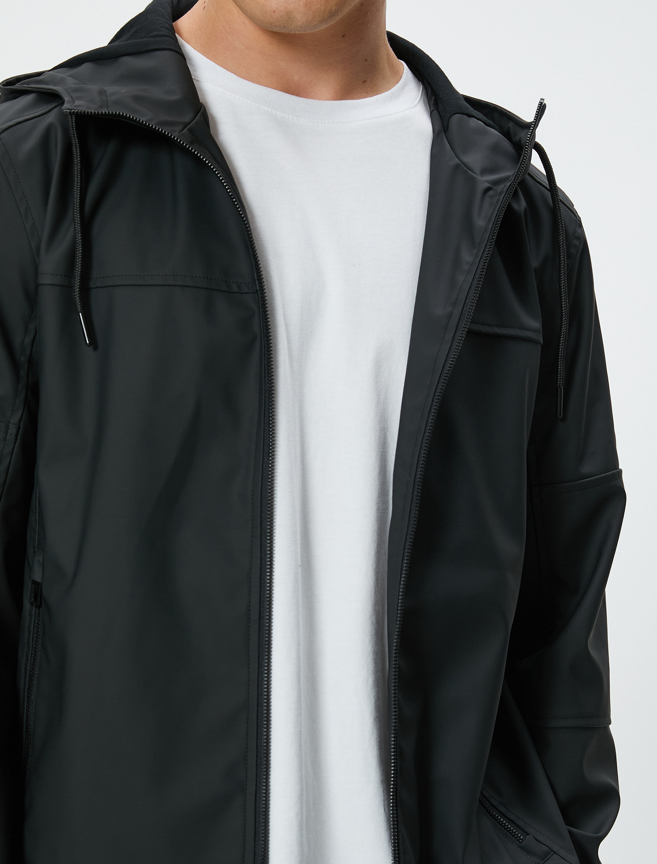   Mevsimlik Ceket Slim Fit Kapşonlu Fermuarlı