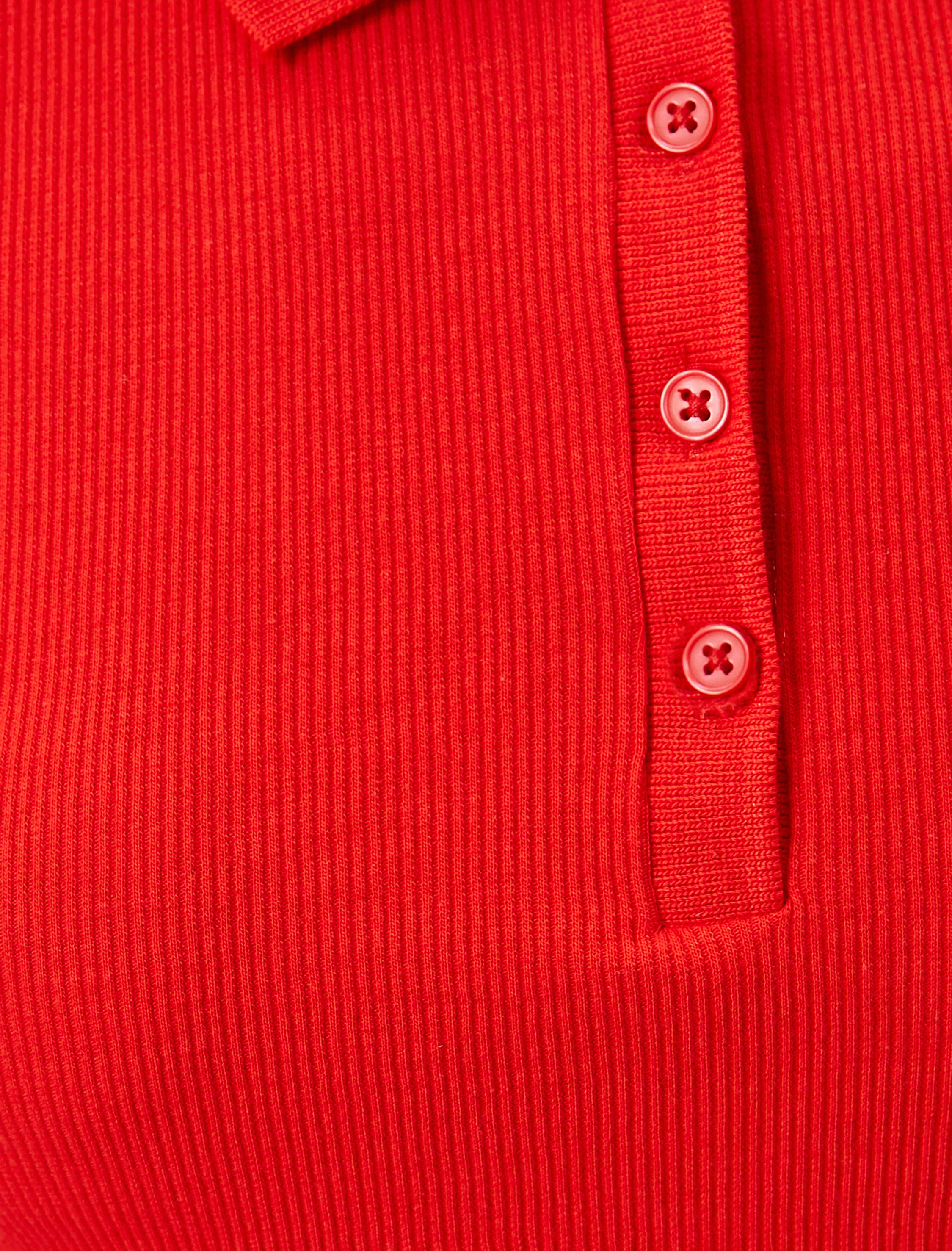   Polo Yaka Tişört Crop Slim Fit Düğmeli Kısa Kollu