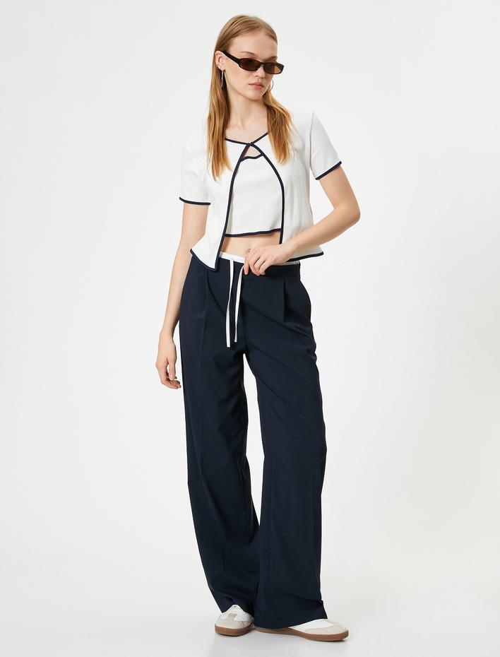  Biyeli Tişört Bisiklet Yaka Kısa Kollu