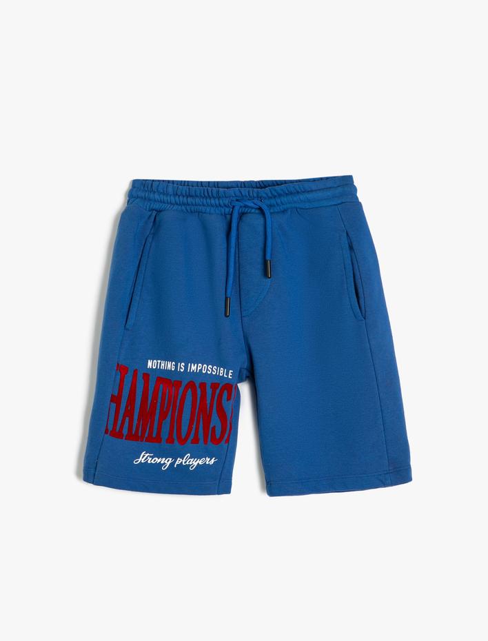 Erkek Çocuk Baskılı Şort Spor Temalı Cepli Beli Bağlamalı