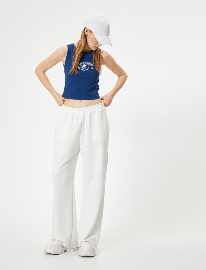  Crop Atlet Baskılı Ribanalı