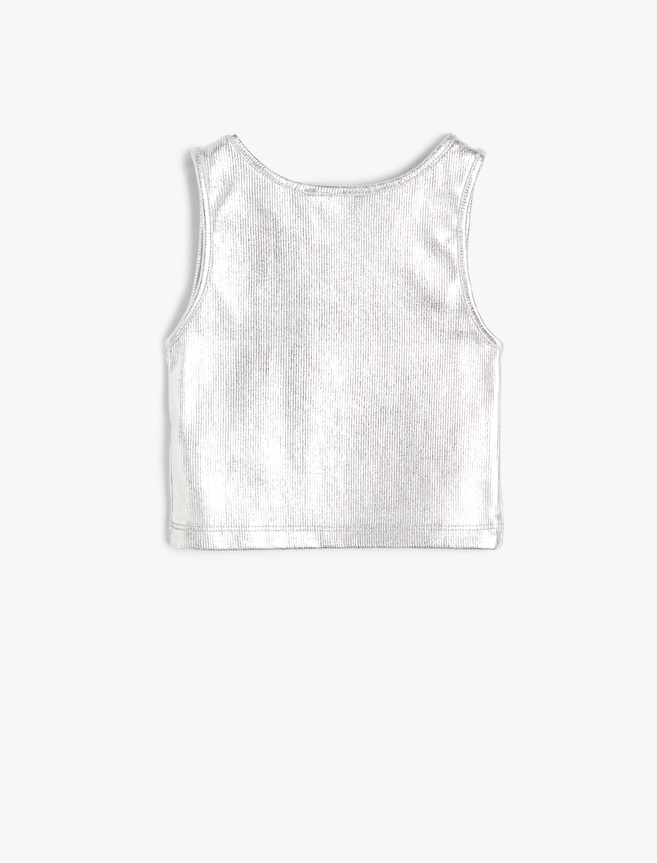  Kız Çocuk Crop Atlet Kolsuz Yuvarlak Yaka Ribanalı