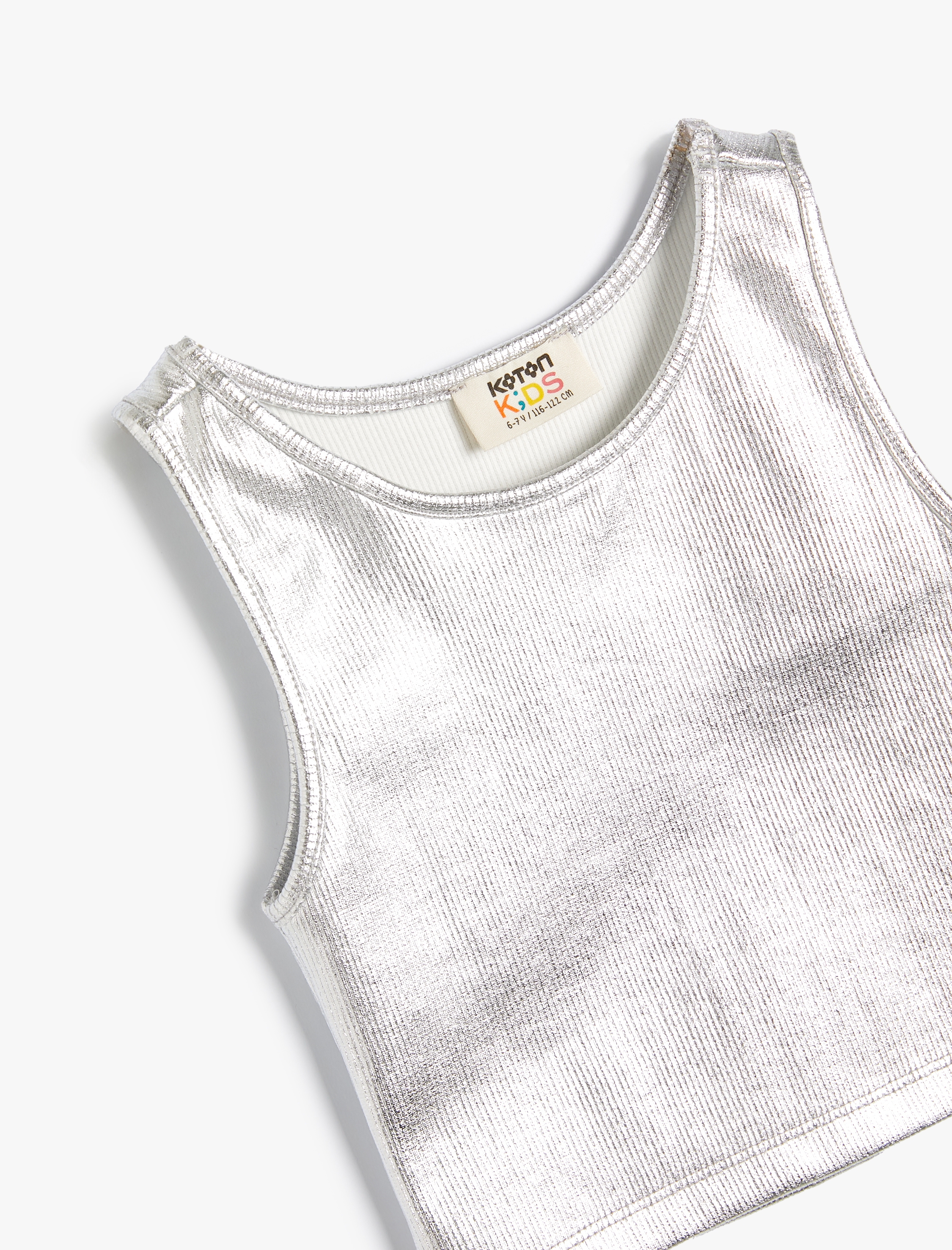  Kız Çocuk Crop Atlet Kolsuz Yuvarlak Yaka Ribanalı