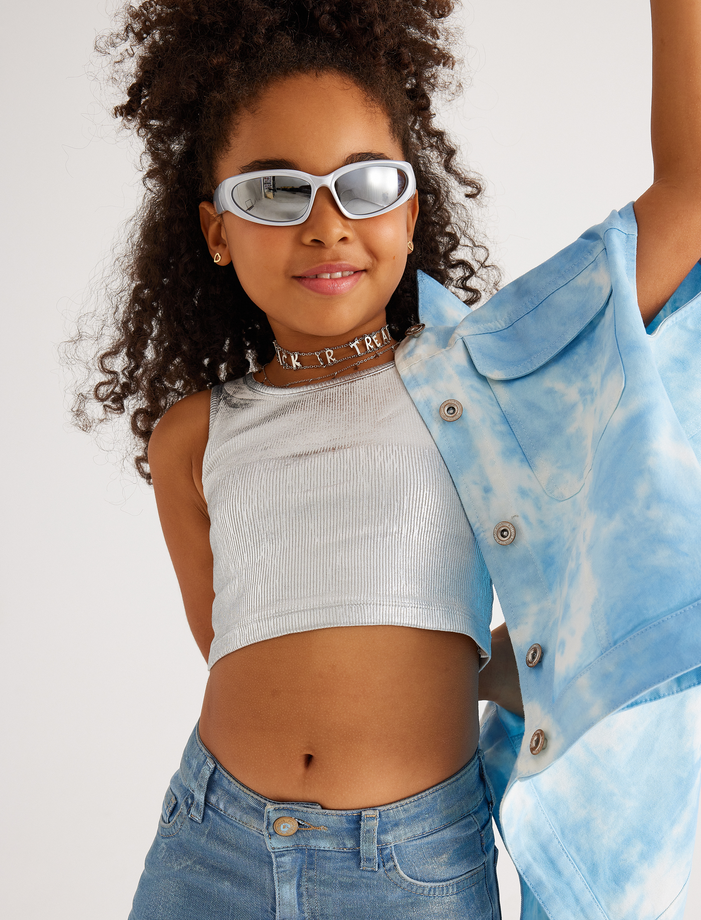  Kız Çocuk Crop Atlet Kolsuz Yuvarlak Yaka Ribanalı