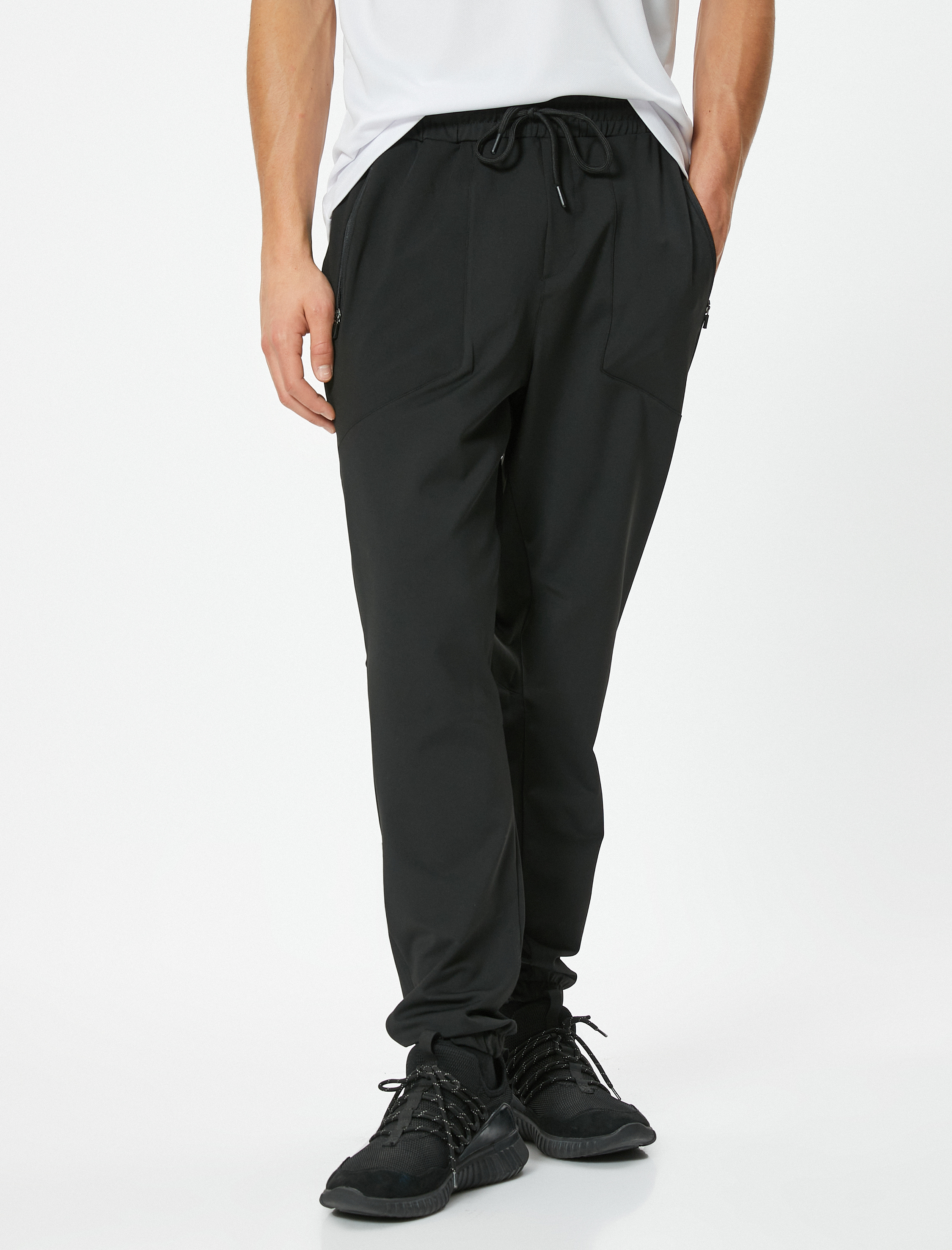   Jogger Eşofman Altı Beli Bağcıklı Fermuar Cepli