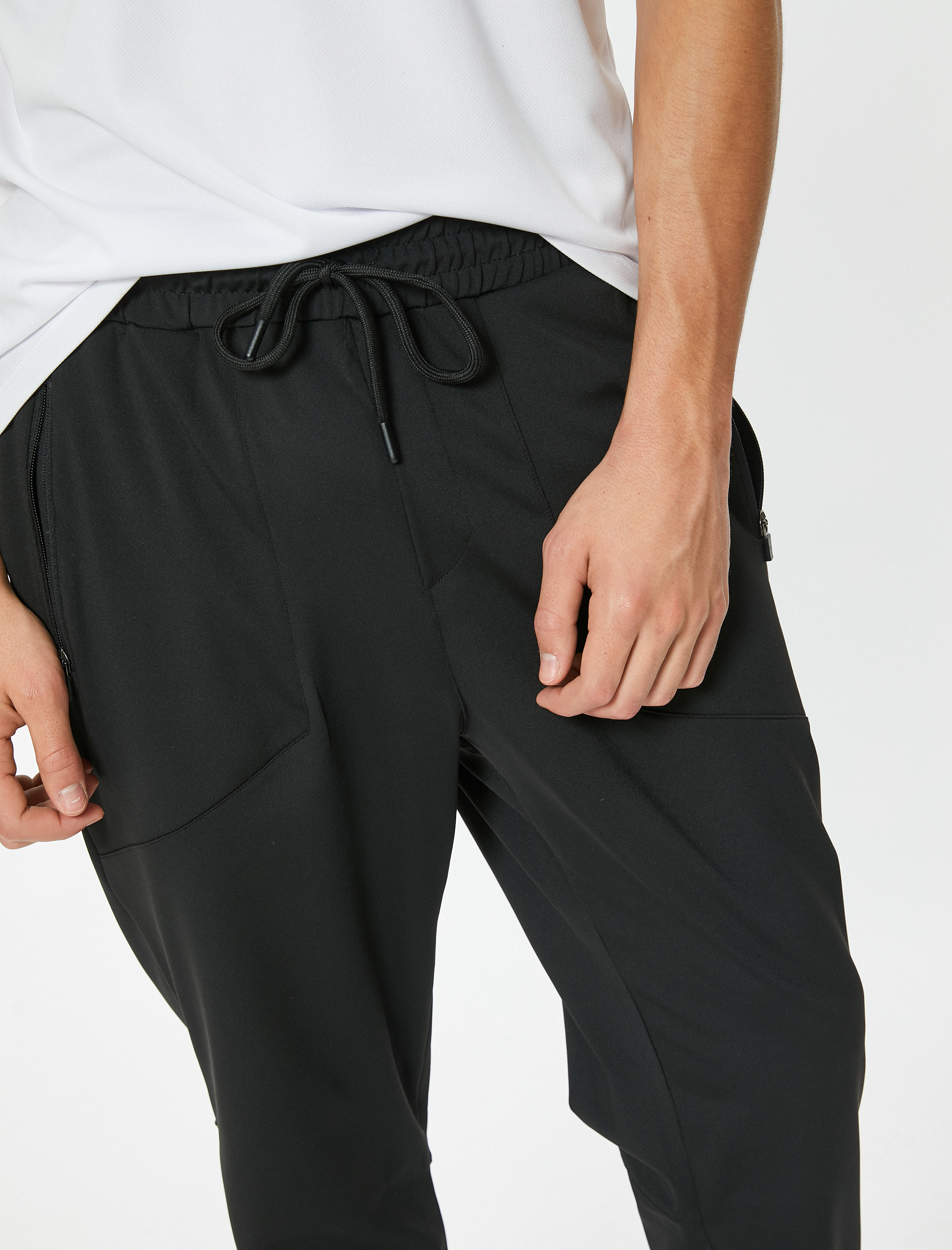   Jogger Eşofman Altı Beli Bağcıklı Fermuar Cepli