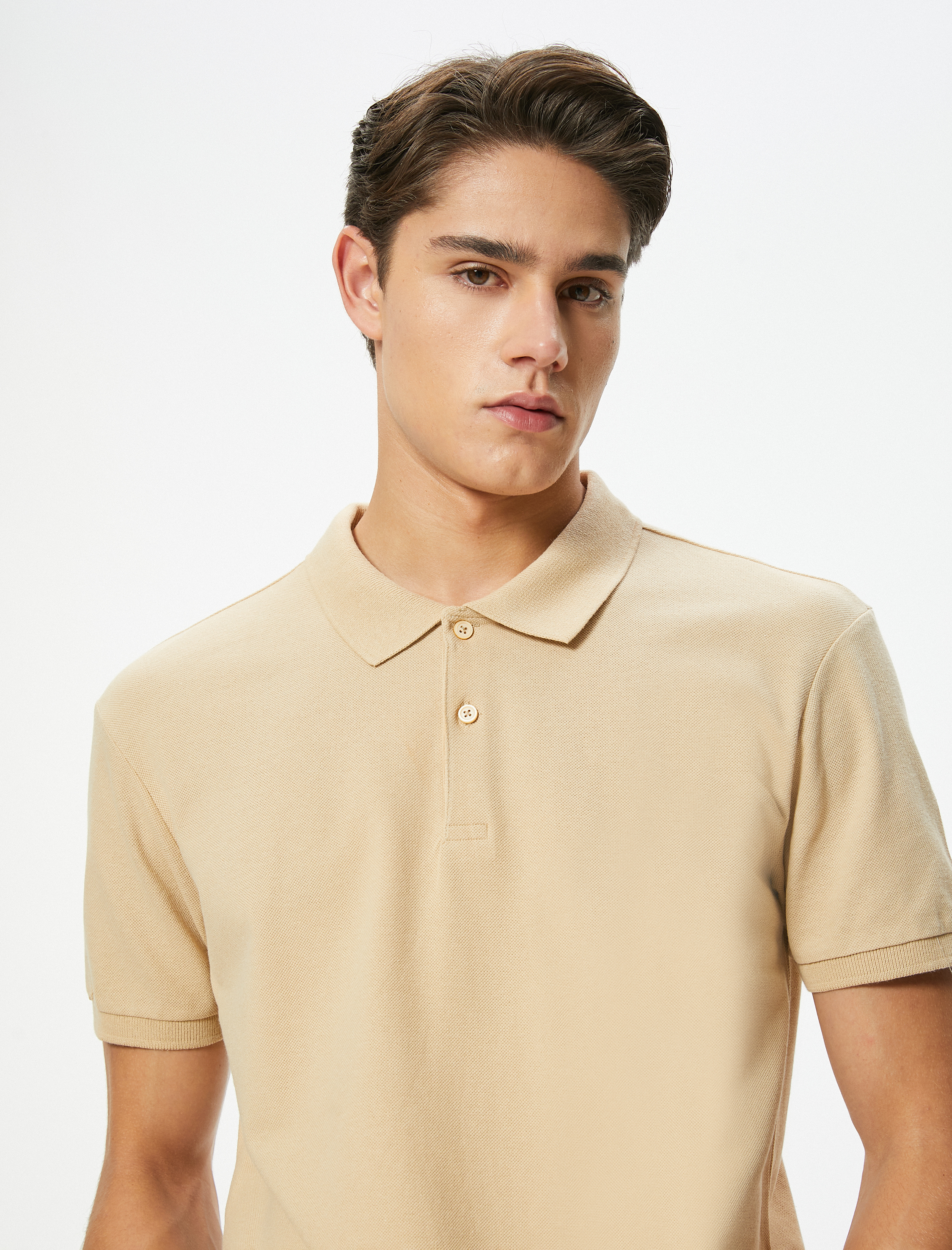 Polo Yaka Tişört Slim Fit Düğmeli Kısa Kollu