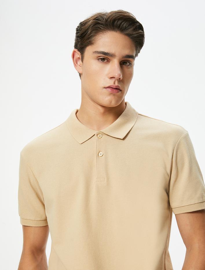  Polo Yaka Tişört Slim Fit Düğmeli Kısa Kollu