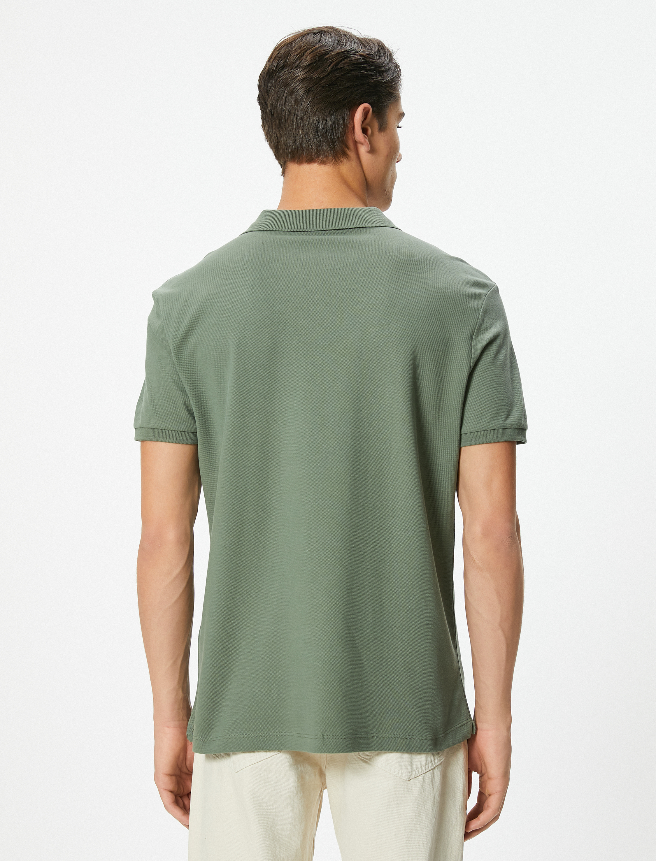 Polo Yaka Tişört Slim Fit Düğmeli Kısa Kollu