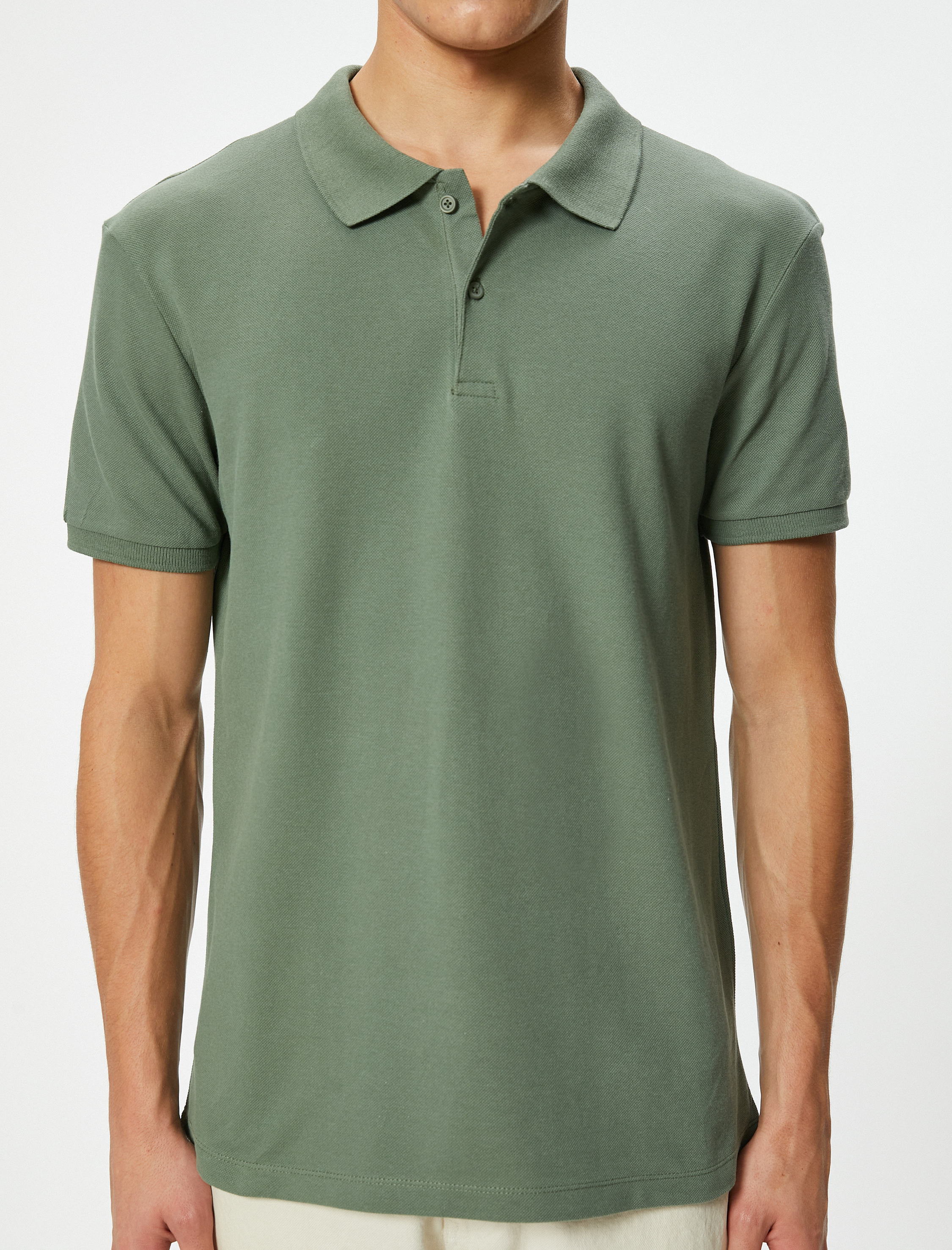 Polo Yaka Tişört Slim Fit Düğmeli Kısa Kollu