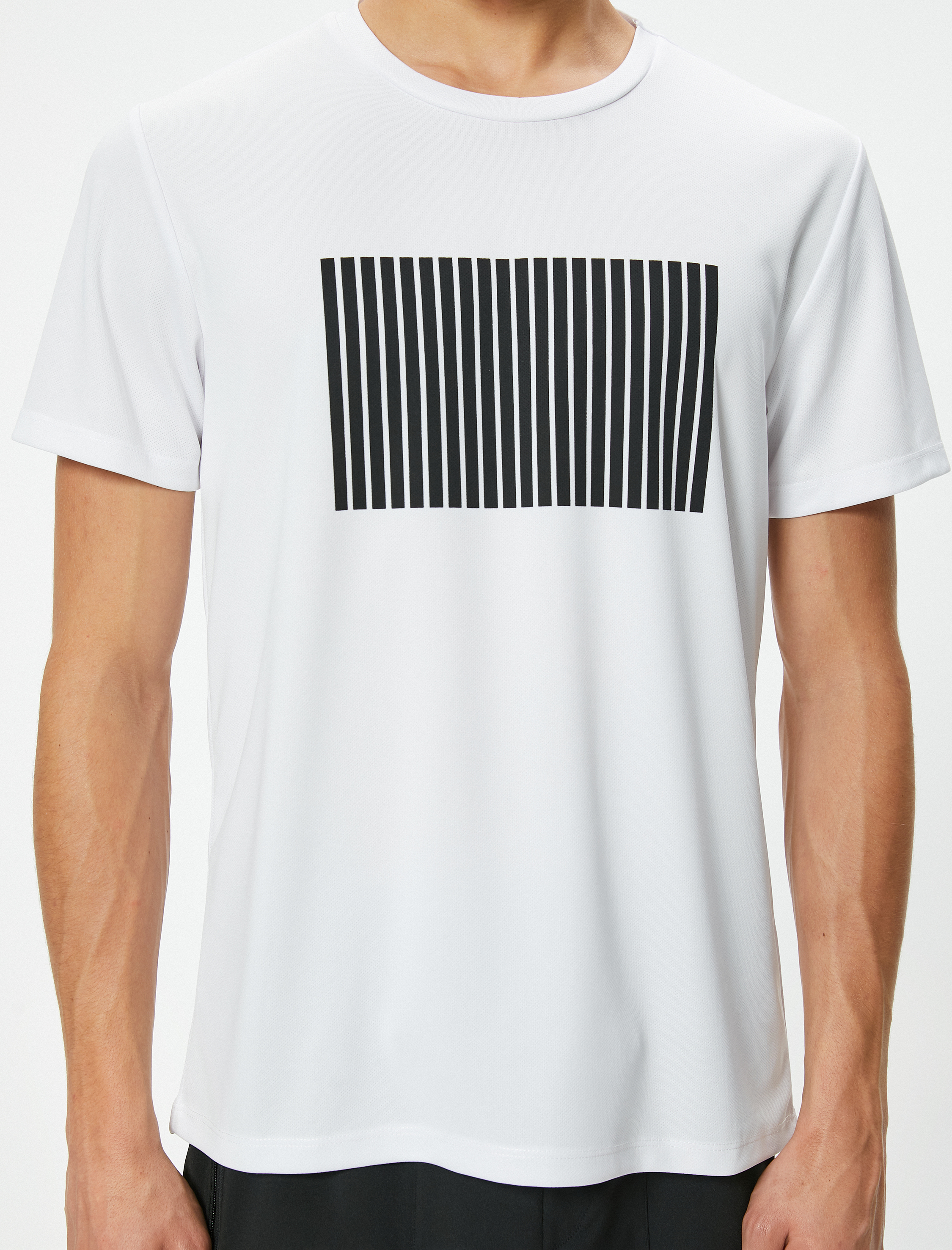   Baskılı Spor Tişört Bisiklet Yaka Kısa Kollu