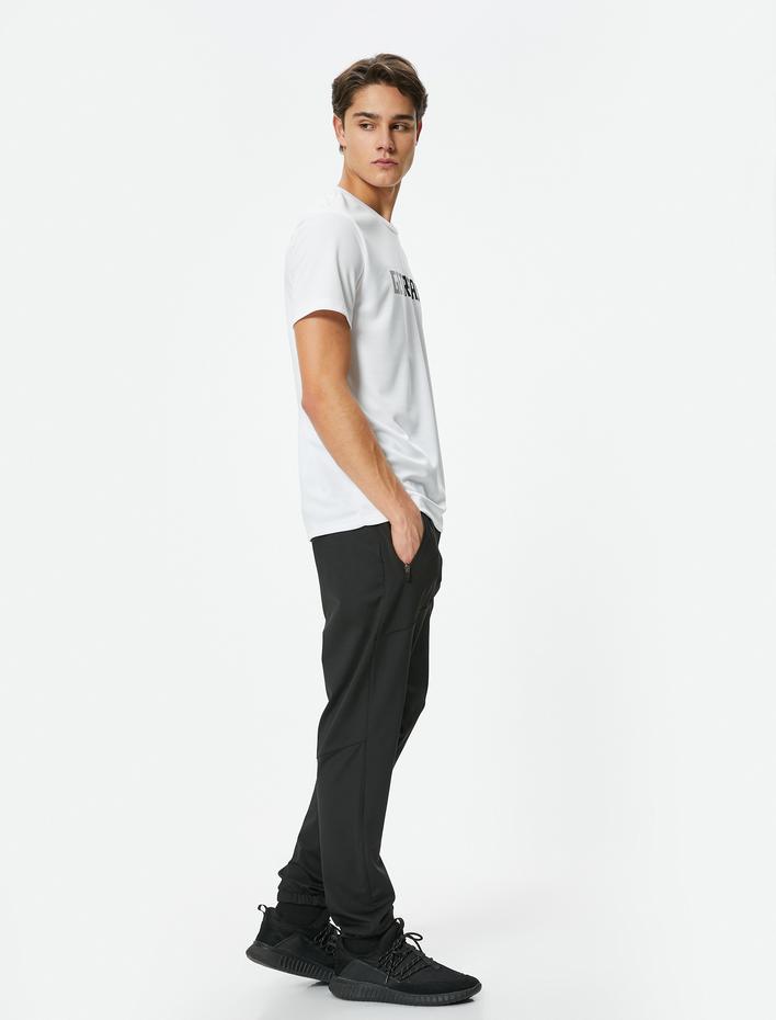  Spor Tişört Slogan Baskılı Bisiklet Yaka Kısa Kollu