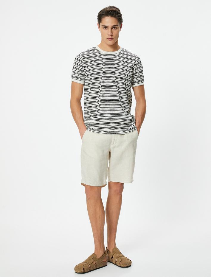  Dokulu Tişört Kısa Kollu Bisiklet Yaka