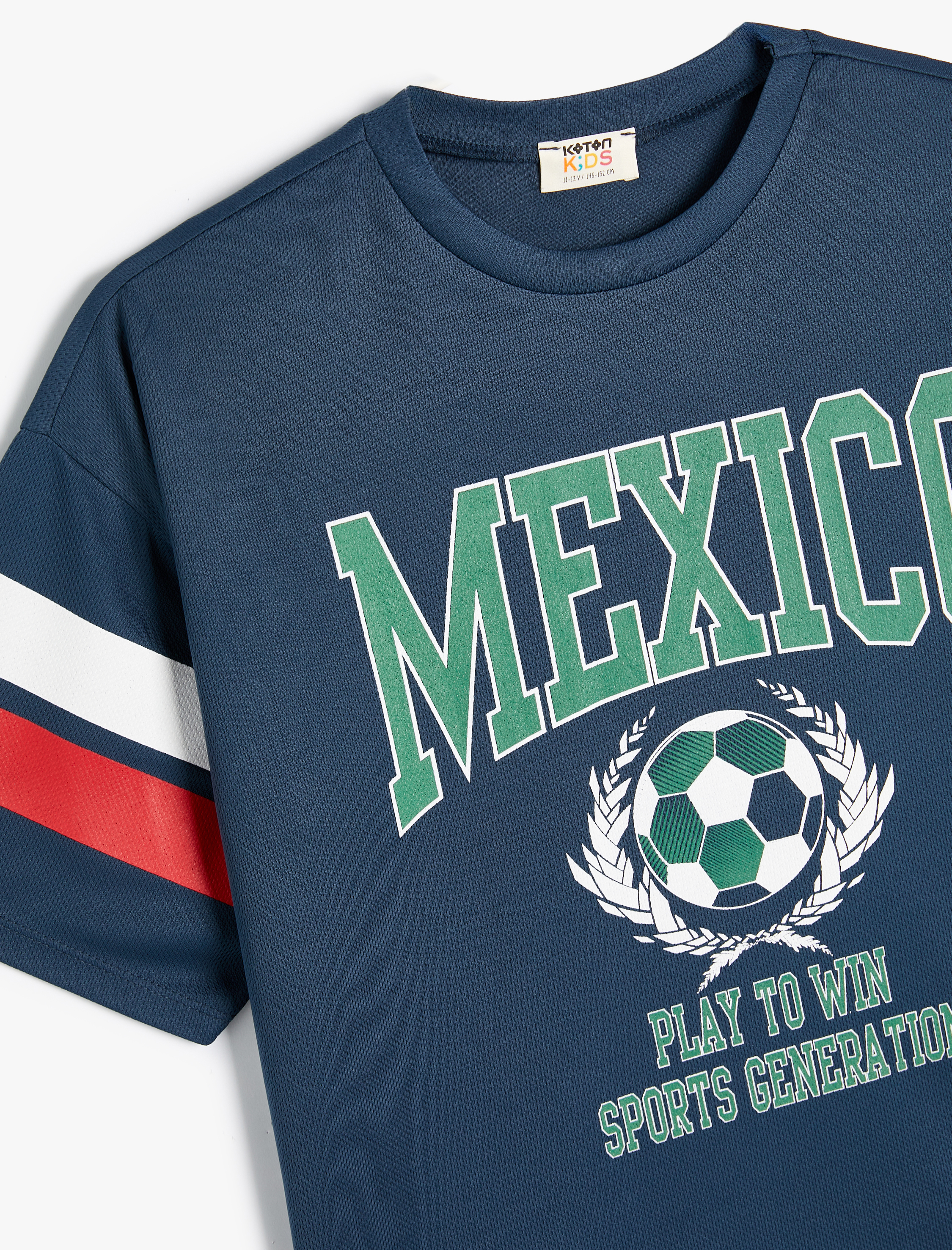  Erkek Çocuk Tişört Mexico Baskılı Slogan Detaylı Kısa Kollu Renk Bloklu