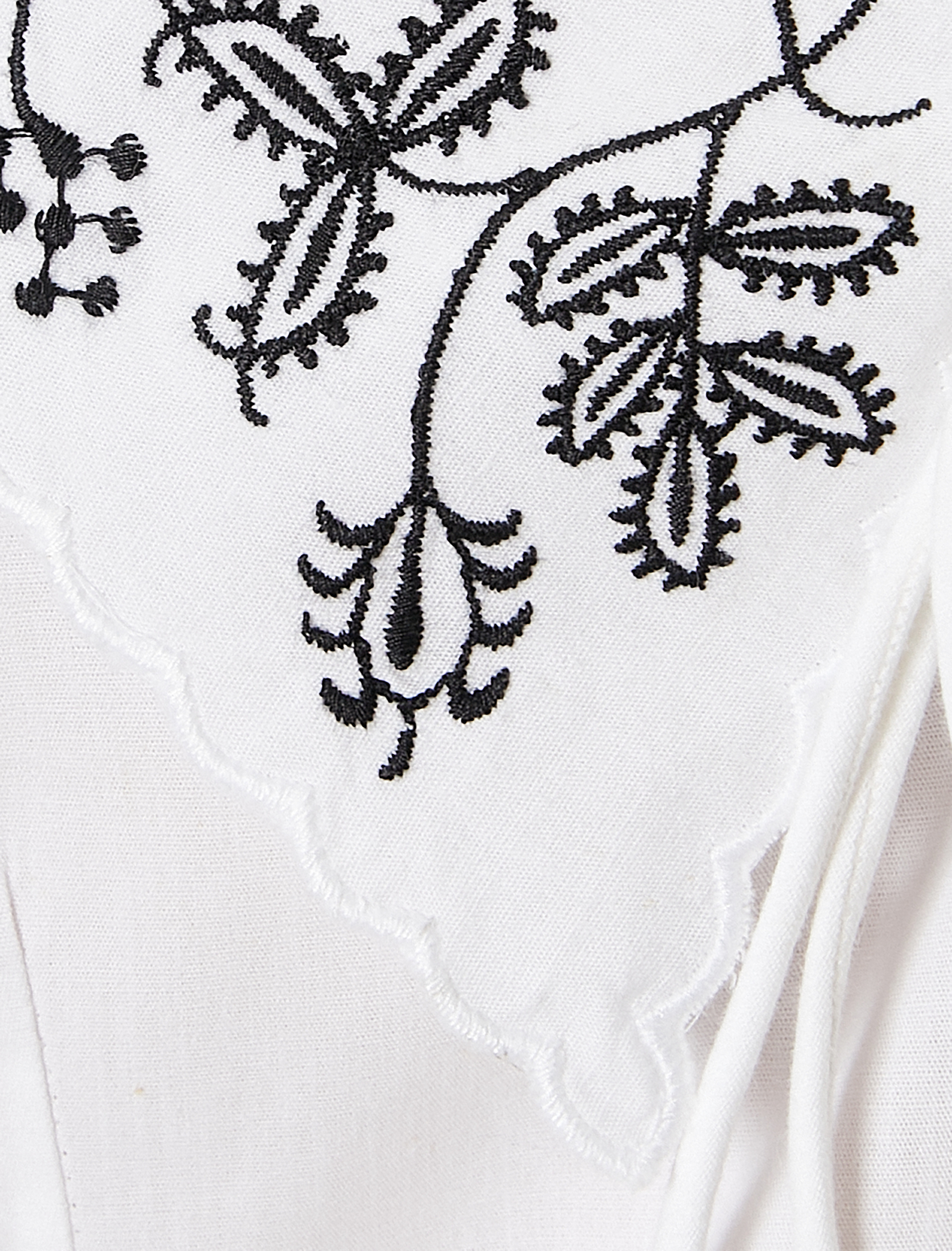   Balon Kol Bluz Bebe Yaka Düğmeli Kısa Kollu Nakışlı Slim Fit