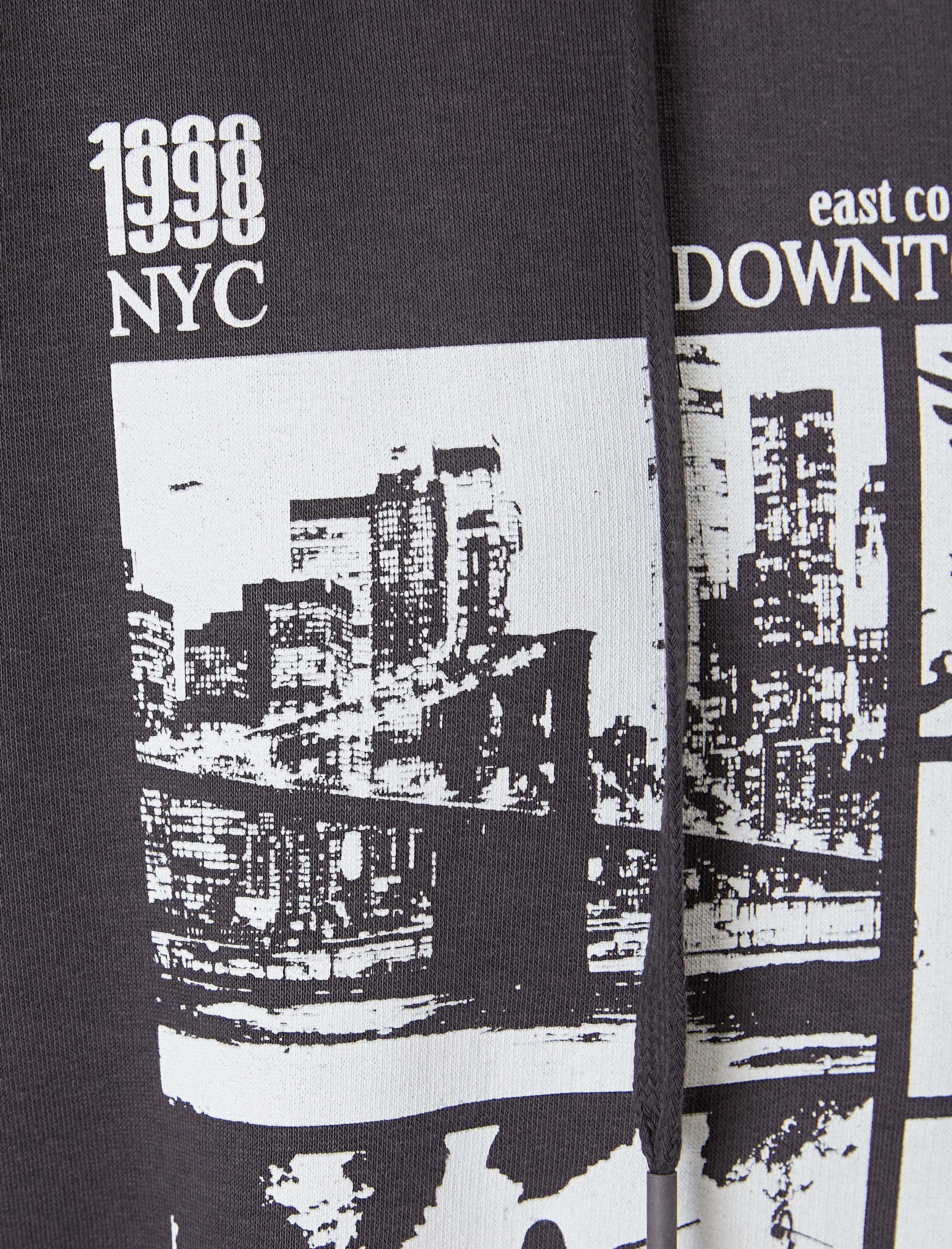   Şardonlu Slogan Baskılı Sweatshirt Kapüşonlu Relax Fit