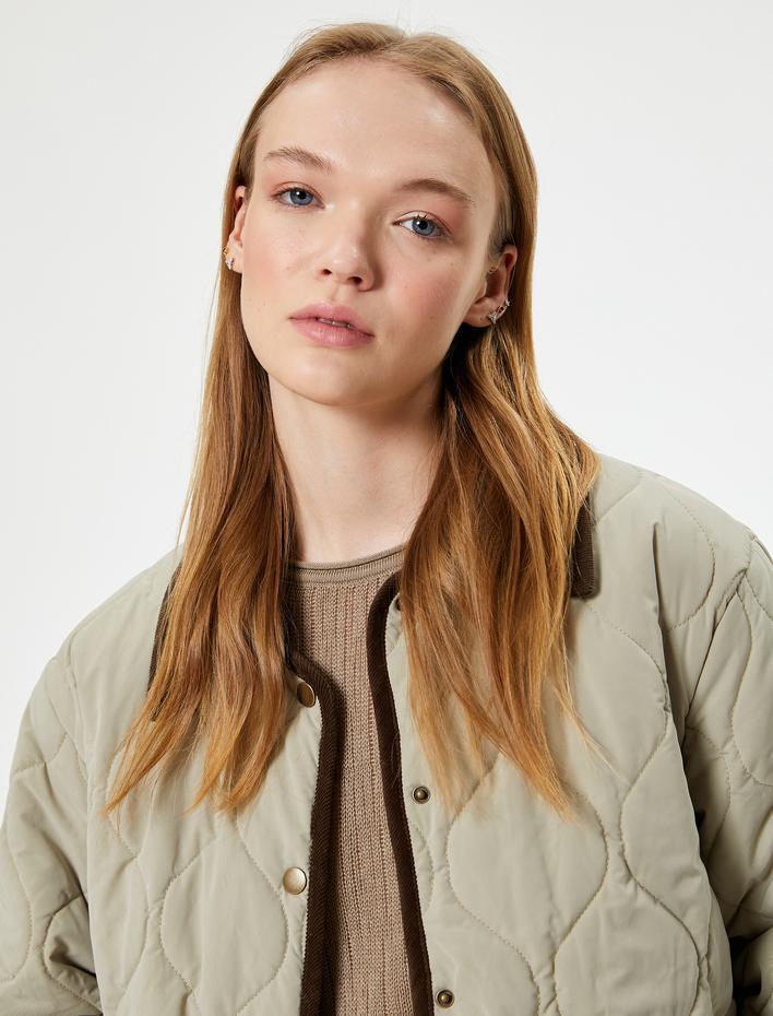  Kapitone Ceket Klasik Yaka Düğmeli Cep Detaylı