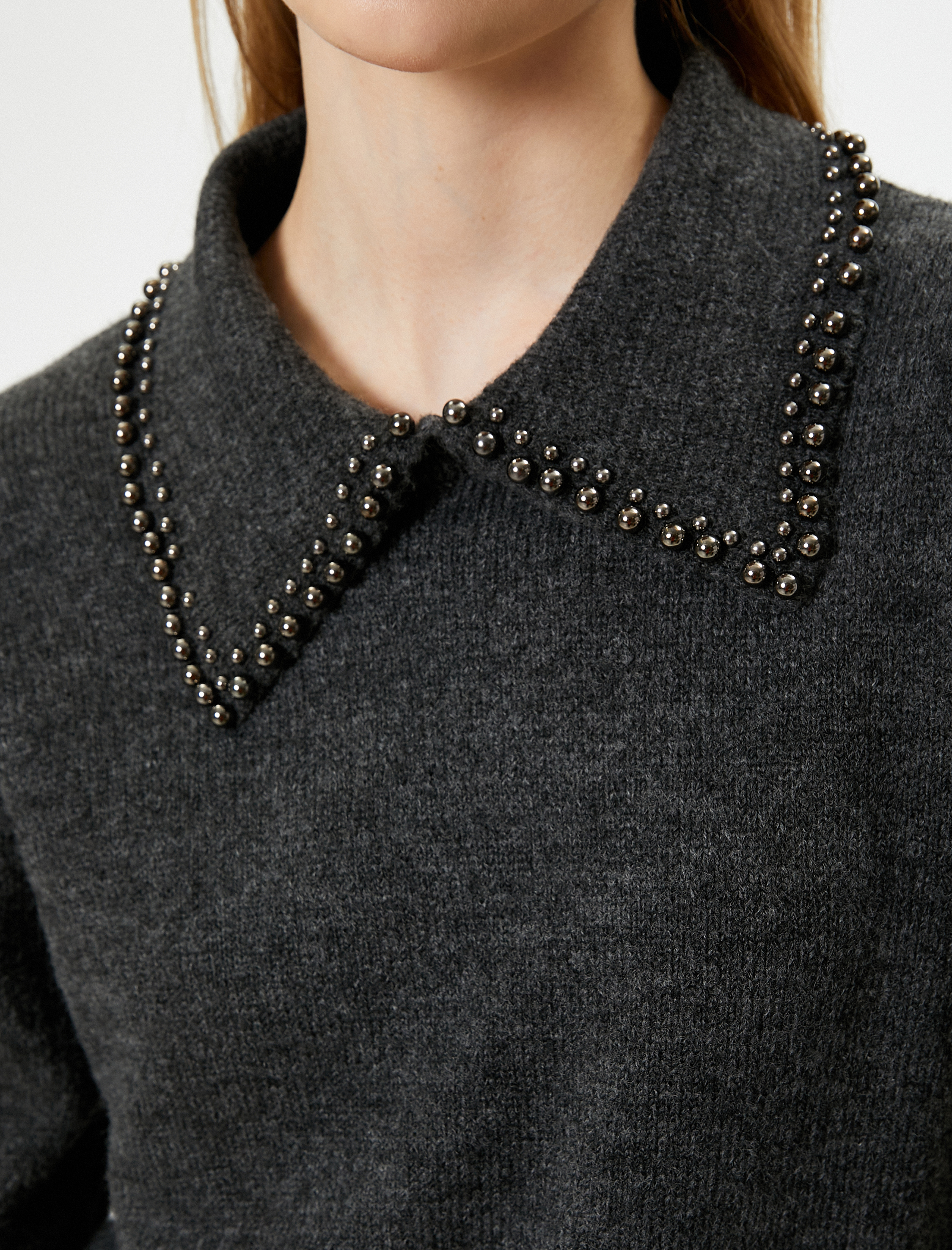   İnci Detaylı Uzun Kollu Yumuşak Dokulu Kazak