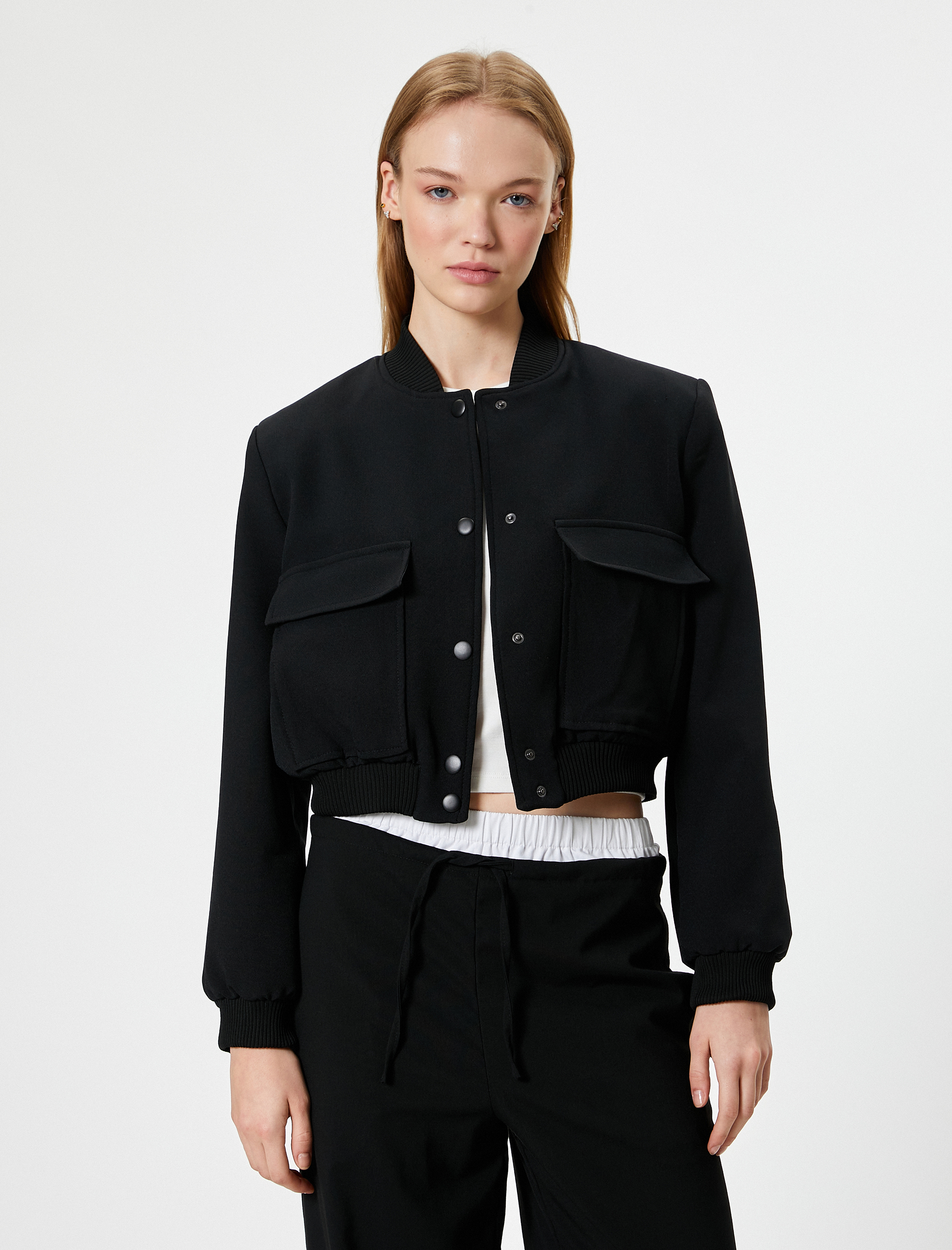   Bomber Ceket Cep Detaylı Çıtçıt Düğmeli