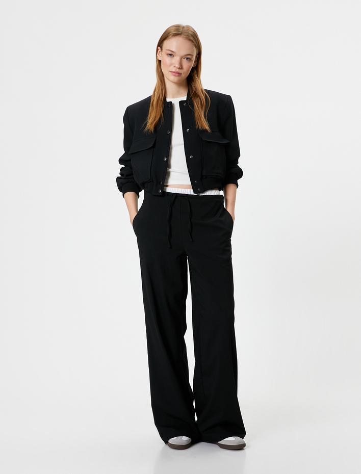  Bomber Ceket Cep Detaylı Çıtçıt Düğmeli