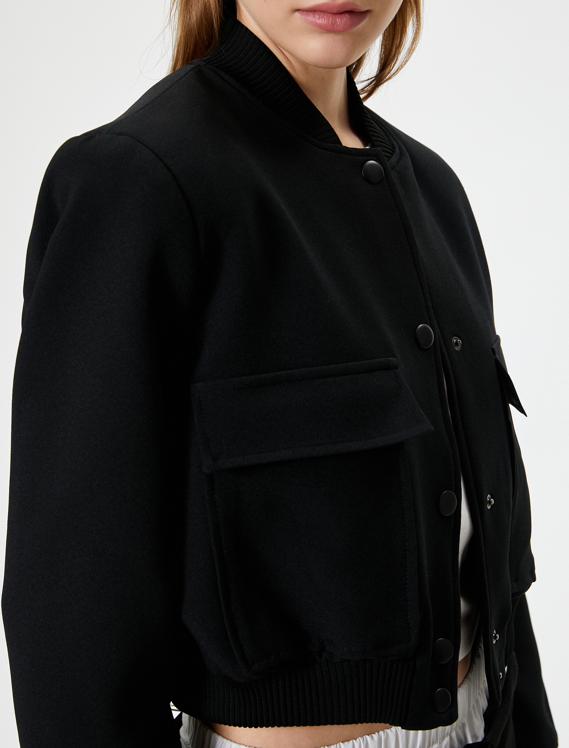   Bomber Ceket Cep Detaylı Çıtçıt Düğmeli