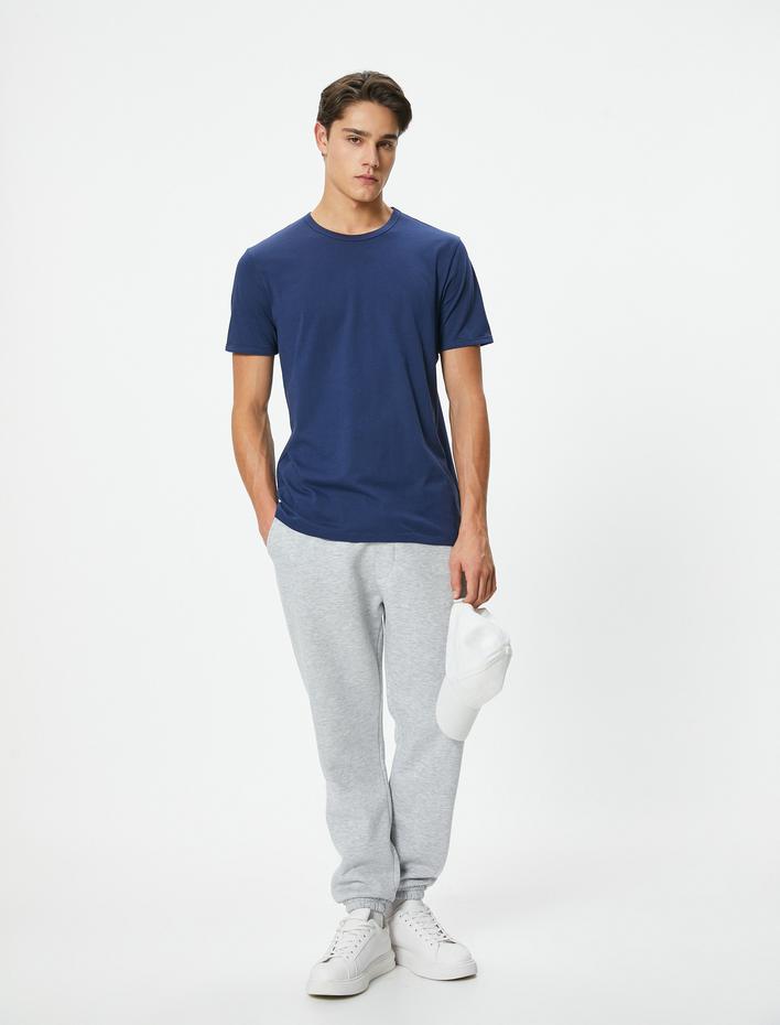  Slim Fit Tişört Biyeli Kısa Kollu Bisiklet Yaka Pamuklu