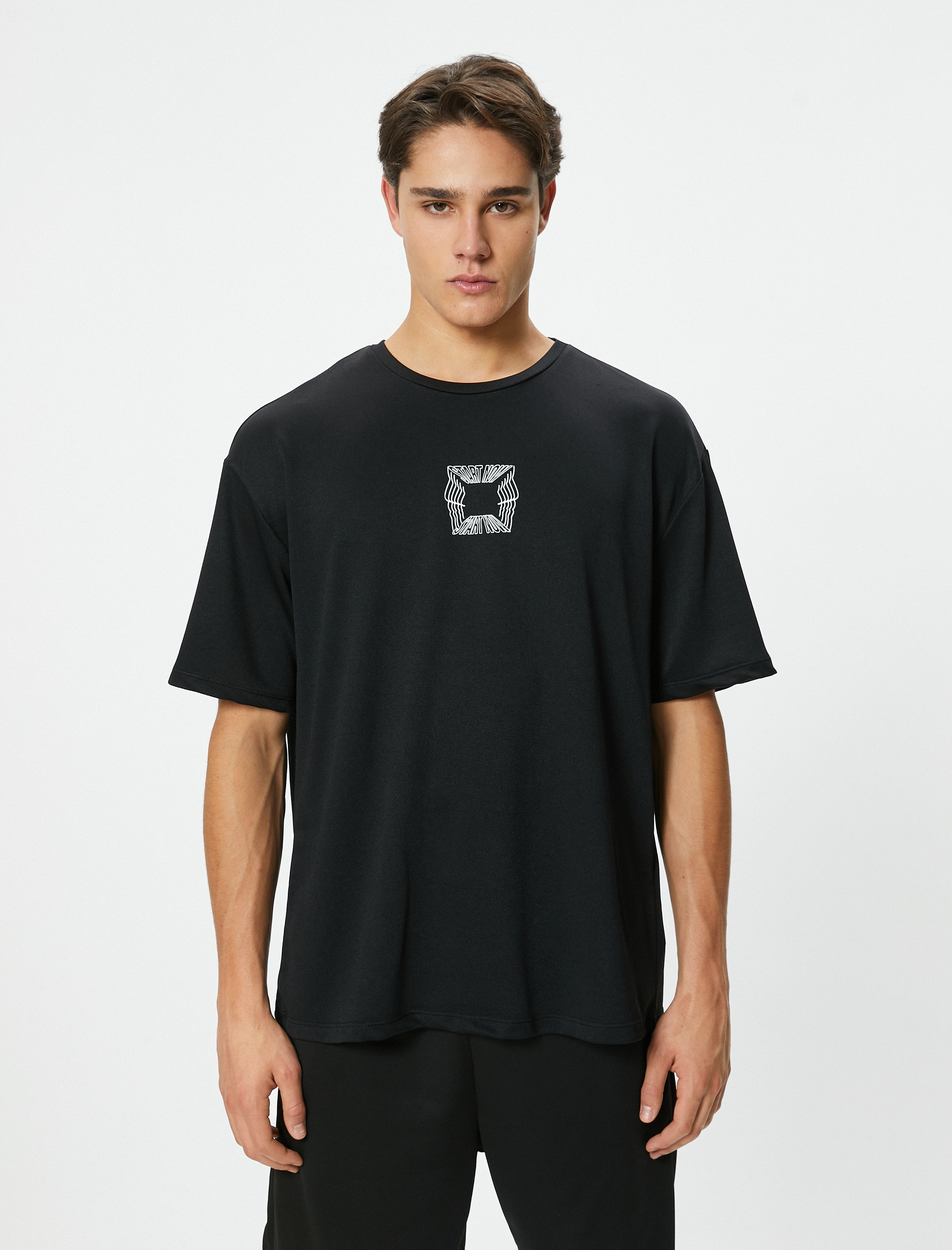   Spor Tişört Slogan Baskılı Bisiklet Yaka Kısa Kollu