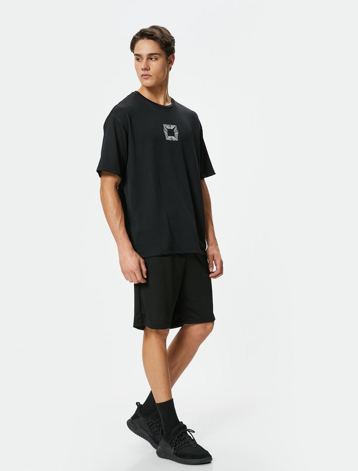  Spor Tişört Slogan Baskılı Bisiklet Yaka Kısa Kollu