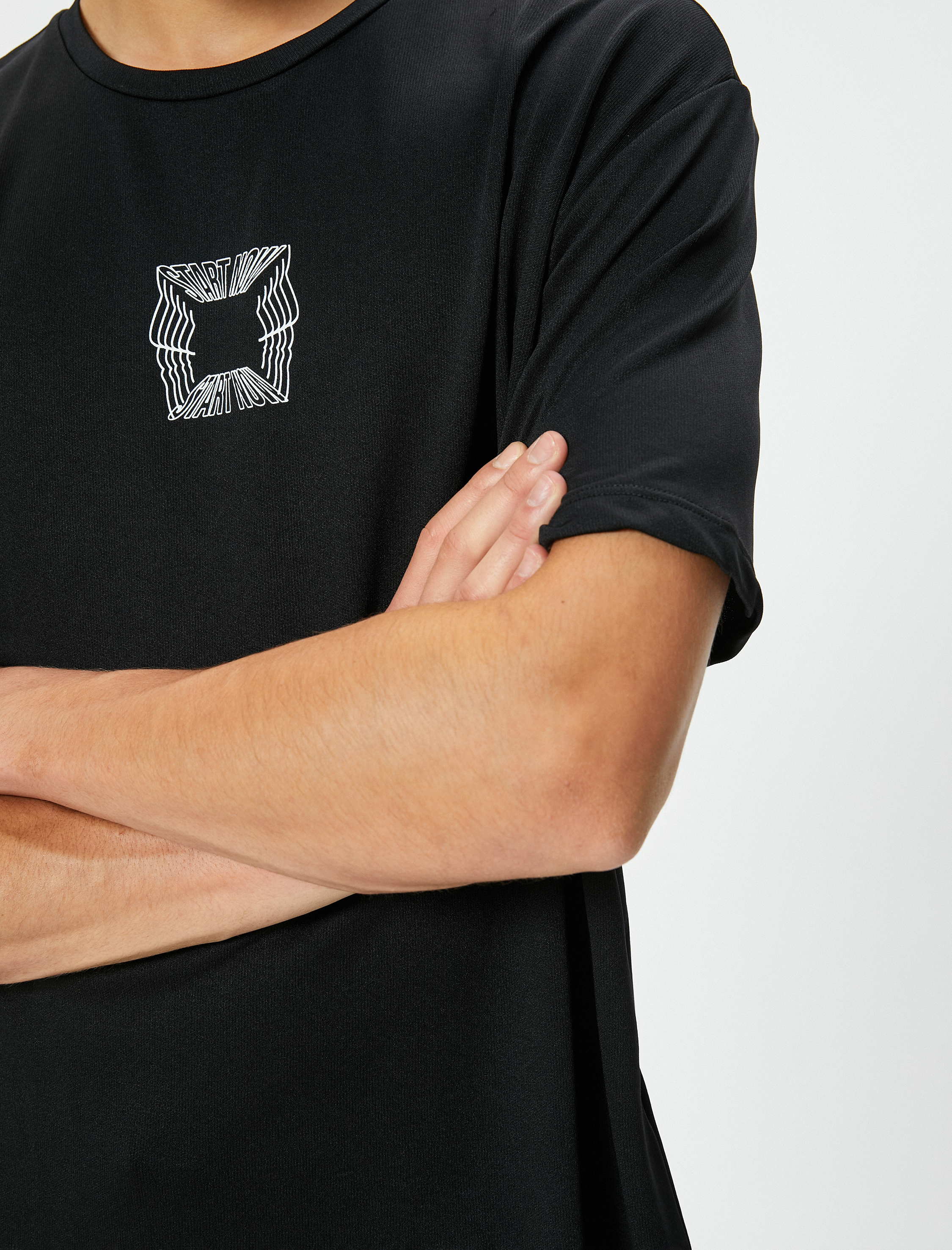   Spor Tişört Slogan Baskılı Bisiklet Yaka Kısa Kollu