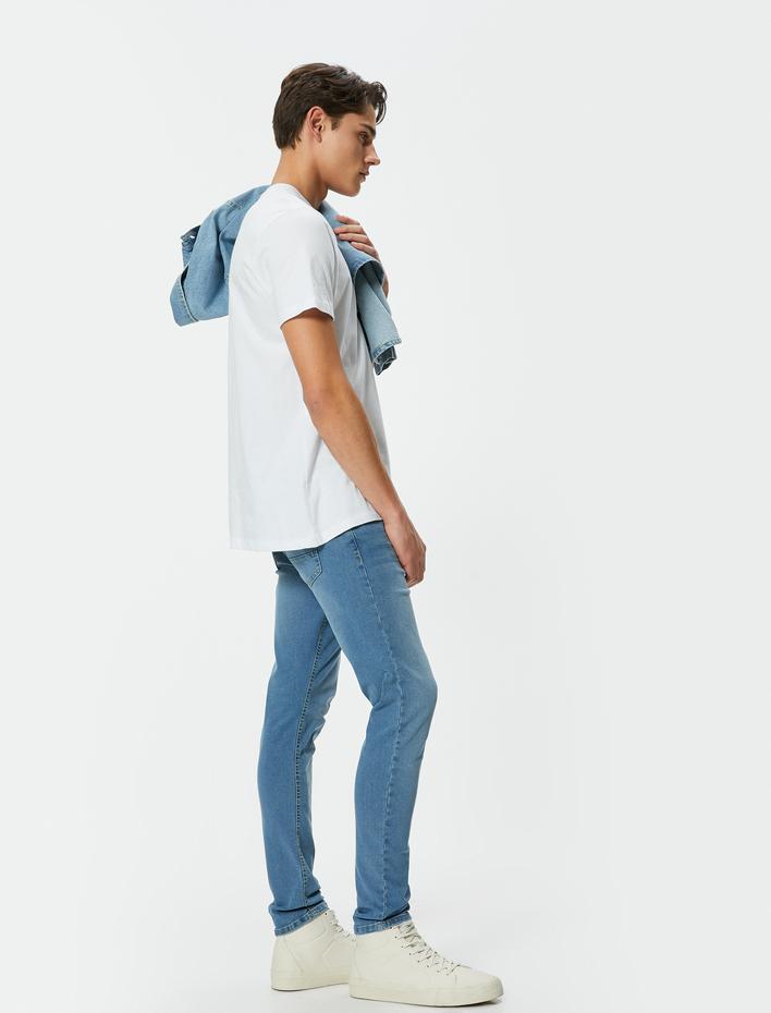  Skinny Fit Düğmeli Pamuklu Kot Pantolon - Michael Jean