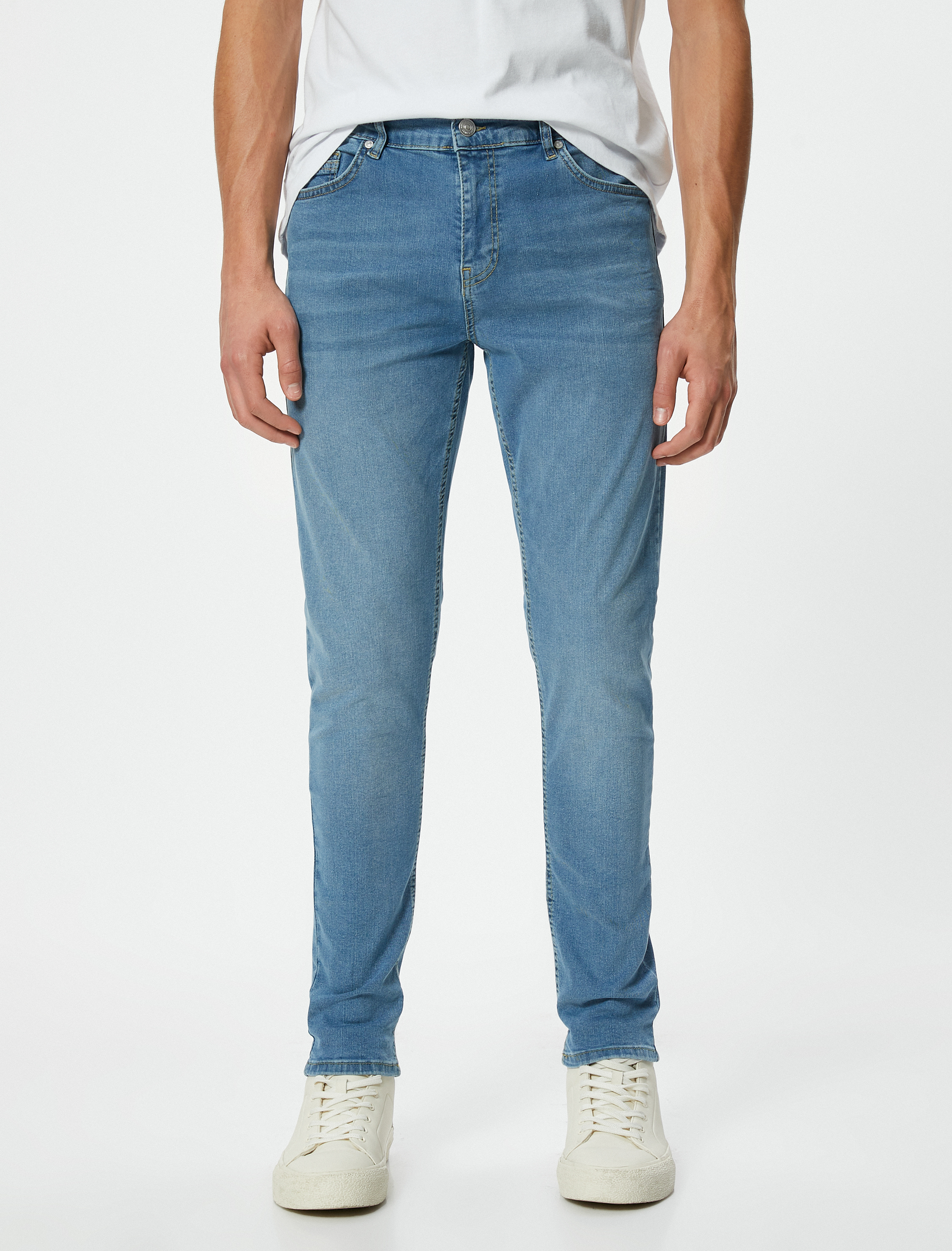   Skinny Fit Düğmeli Pamuklu Kot Pantolon - Michael Jean