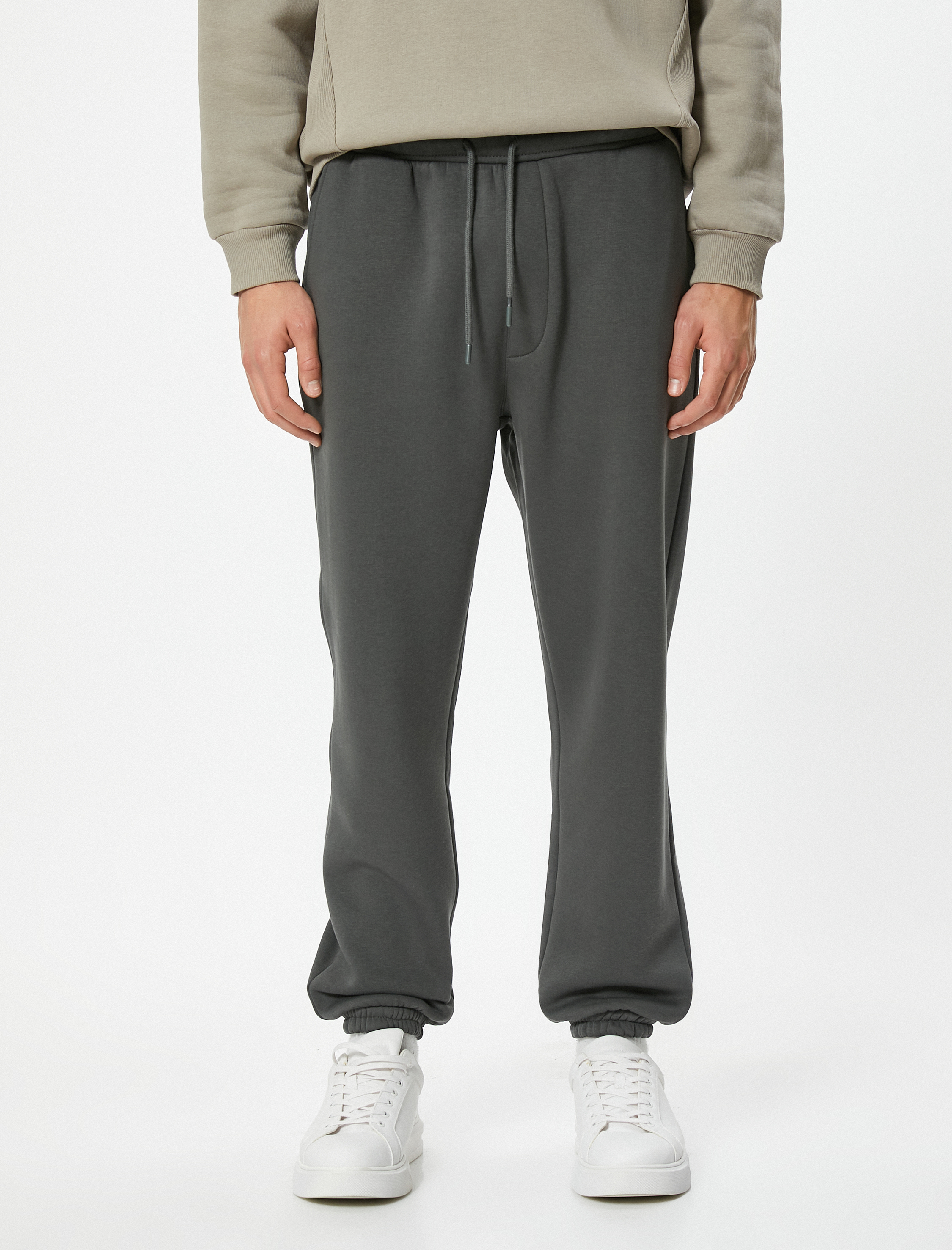   Beli Bağcıklı Cep Detaylı Şardonlu Jogger Kışlık Eşofman Altı