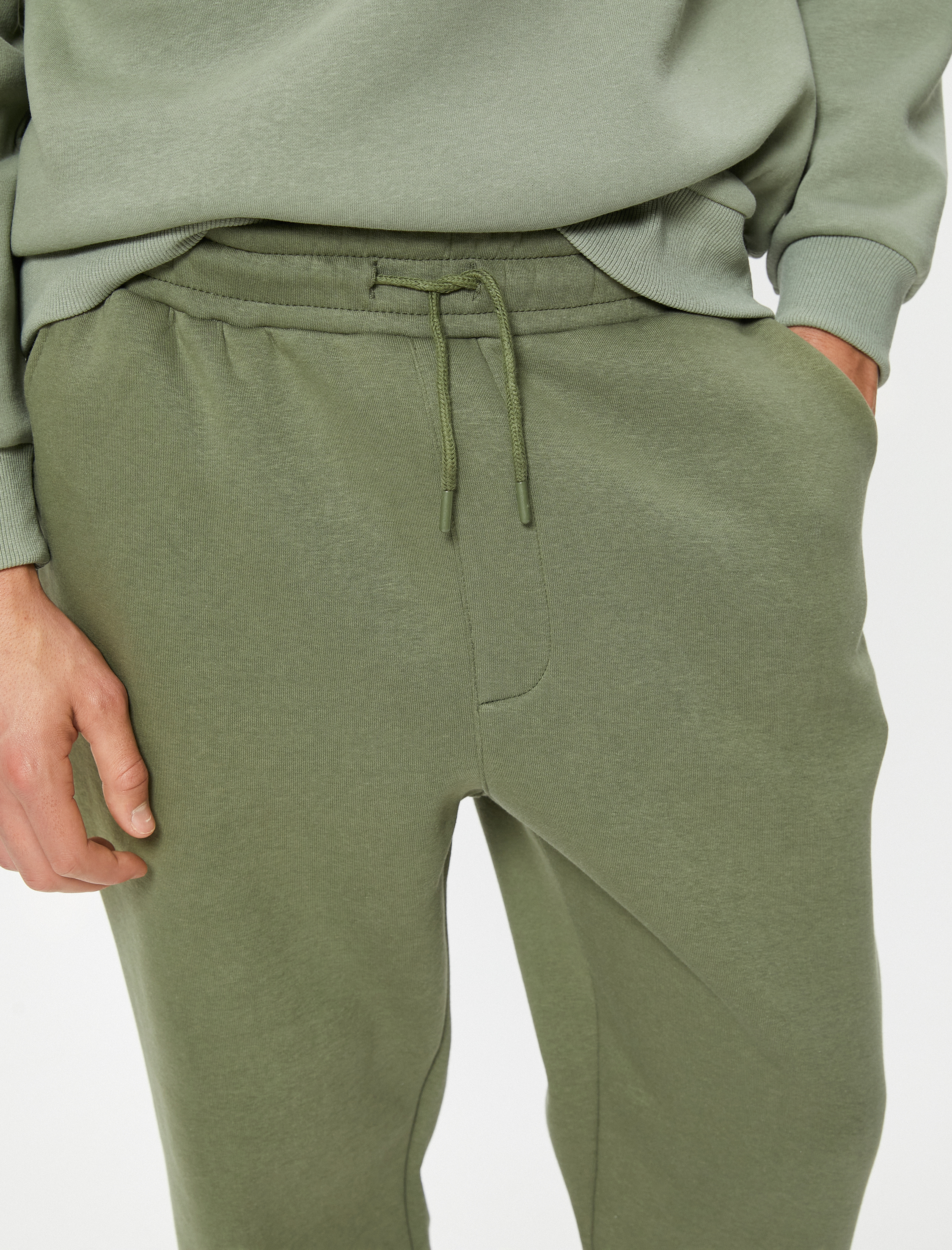   Beli Bağcıklı Cep Detaylı Şardonlu Jogger Kışlık Eşofman Altı