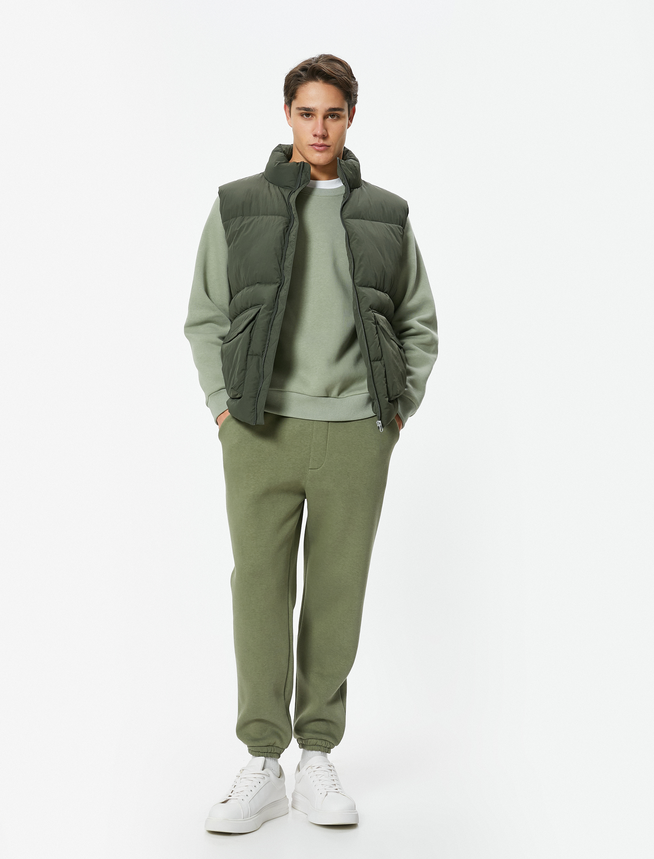   Beli Bağcıklı Cep Detaylı Şardonlu Jogger Kışlık Eşofman Altı