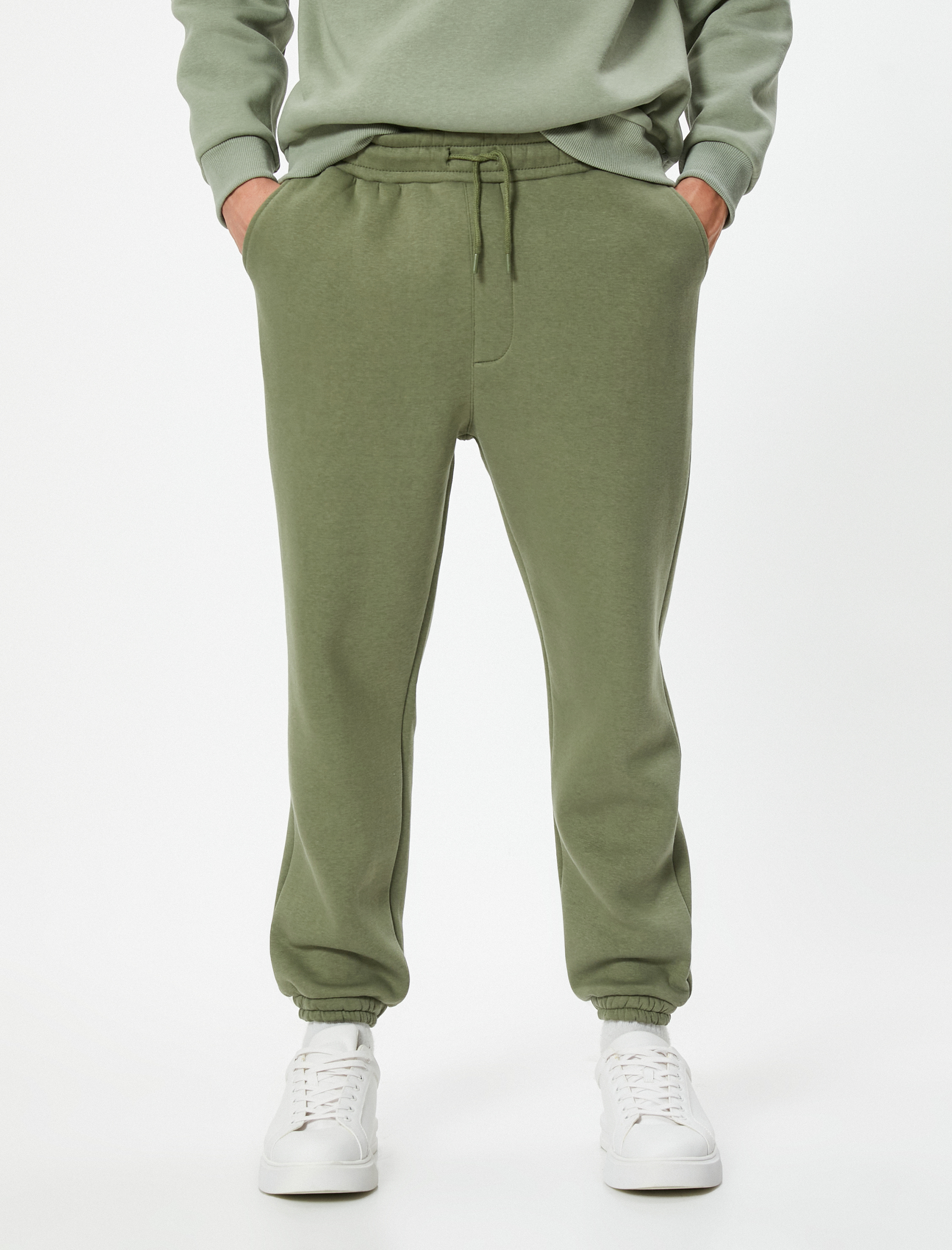   Beli Bağcıklı Cep Detaylı Şardonlu Jogger Kışlık Eşofman Altı