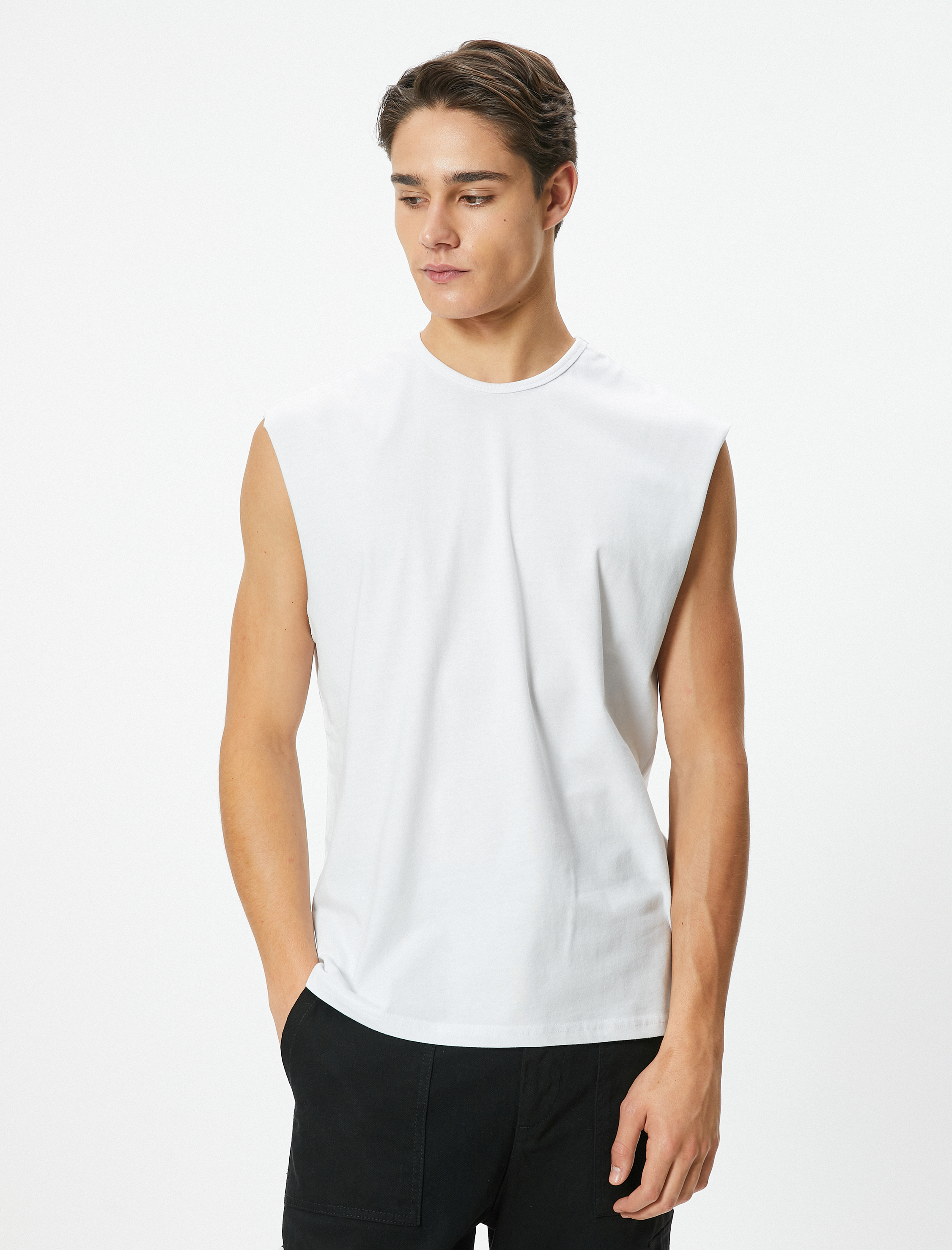   Kolsuz Tişört Basic Bisiklet Yaka Pamuklu