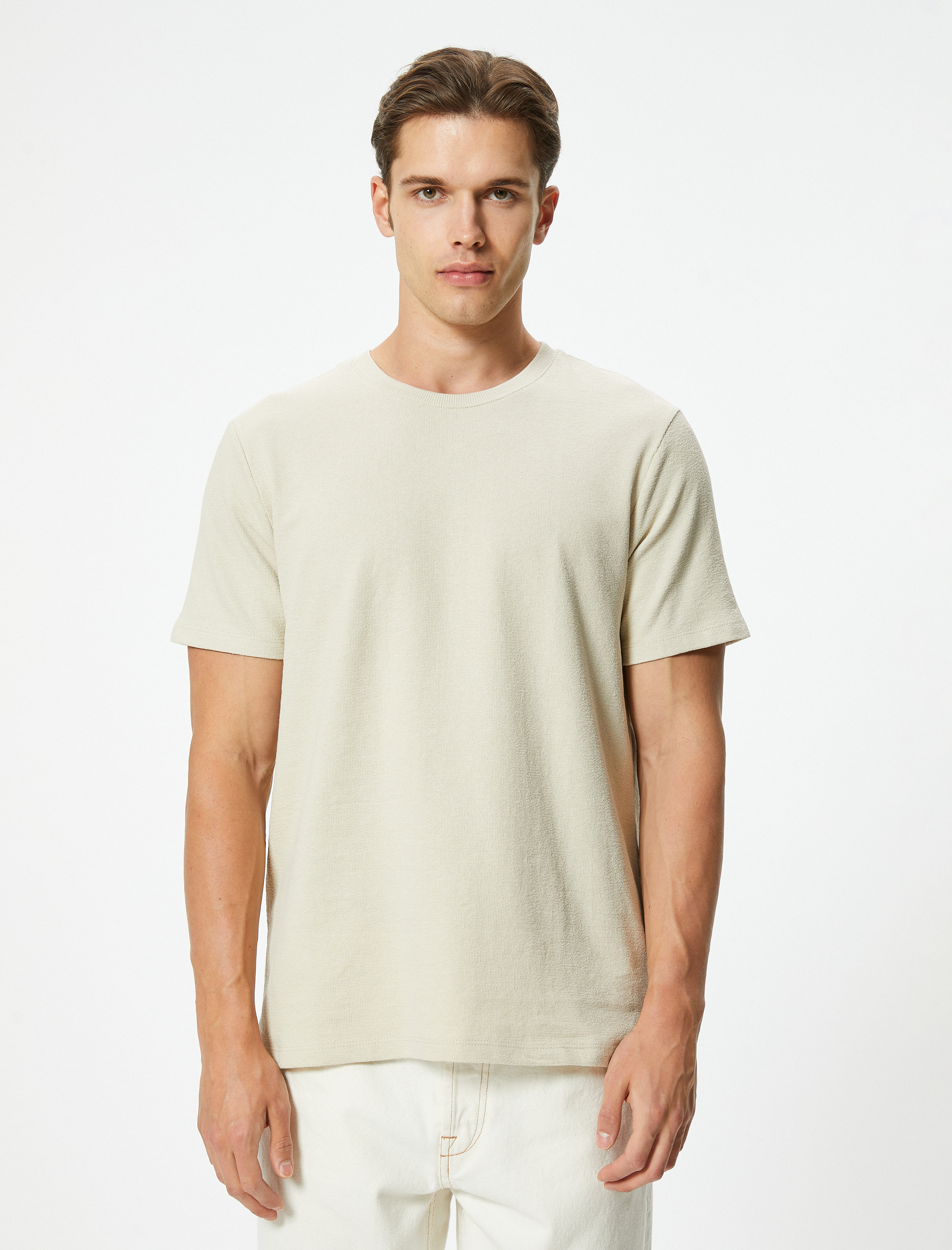   Pamuklu Bisiklet Yaka Kısa Kollu Basic Tişört