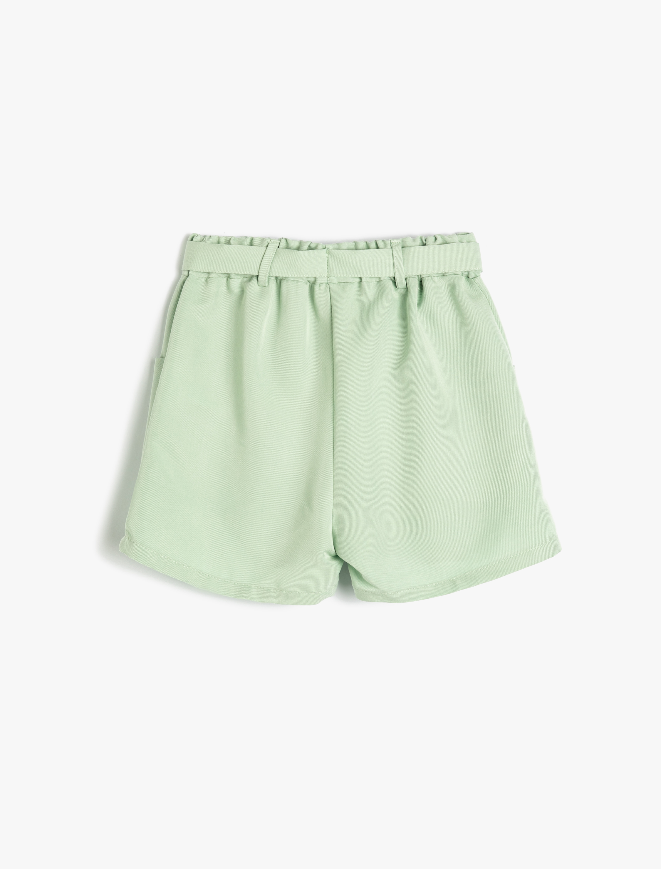  Kız Çocuk Şort Kemer Detaylı Cepli Beli Lastikli