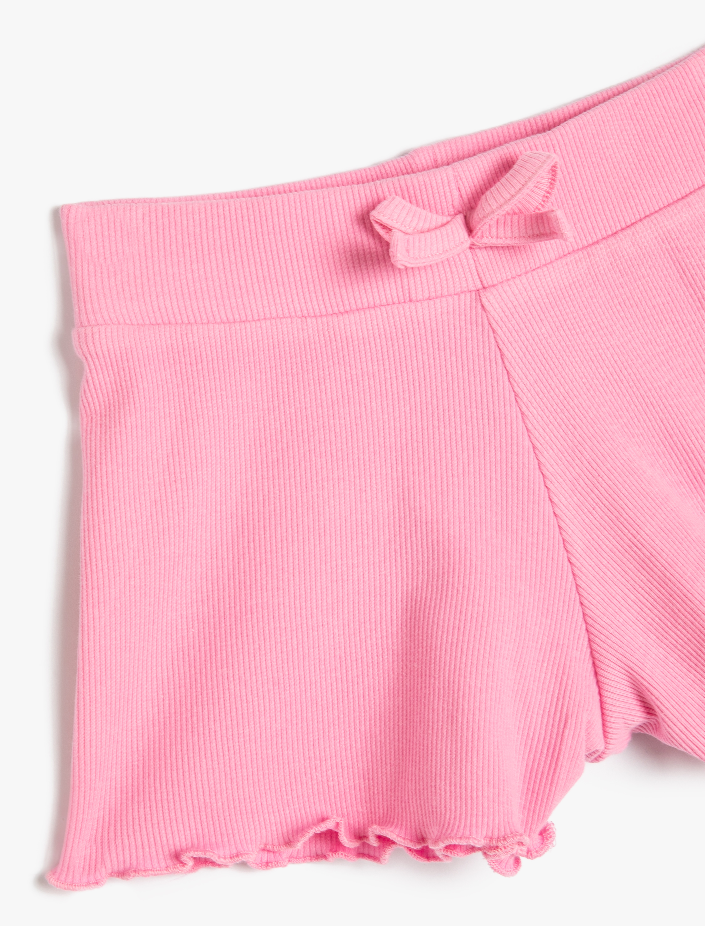  Kız Çocuk Fırfırlı Şort Beli Lastikli Ribanalı Pamuklu