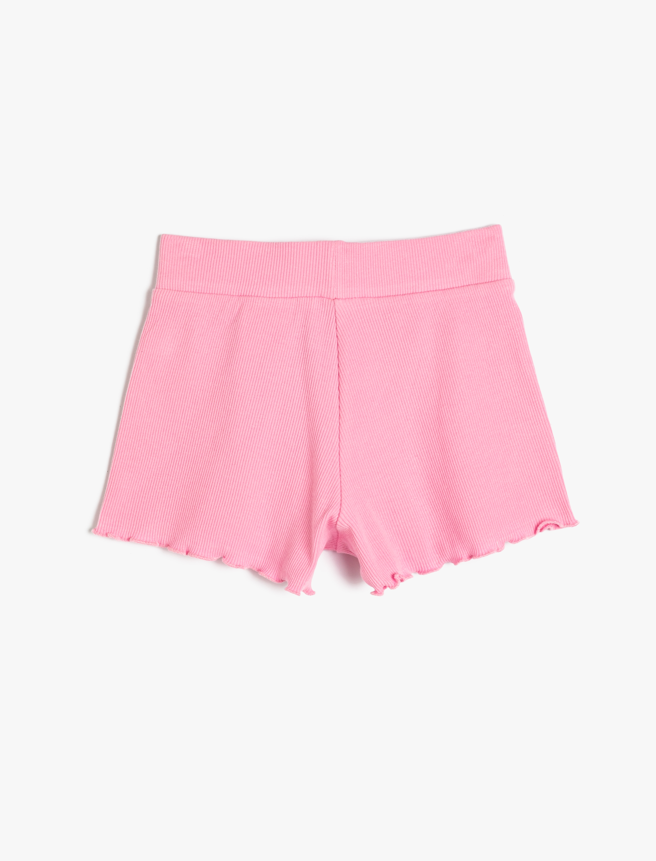  Kız Çocuk Fırfırlı Şort Beli Lastikli Ribanalı Pamuklu