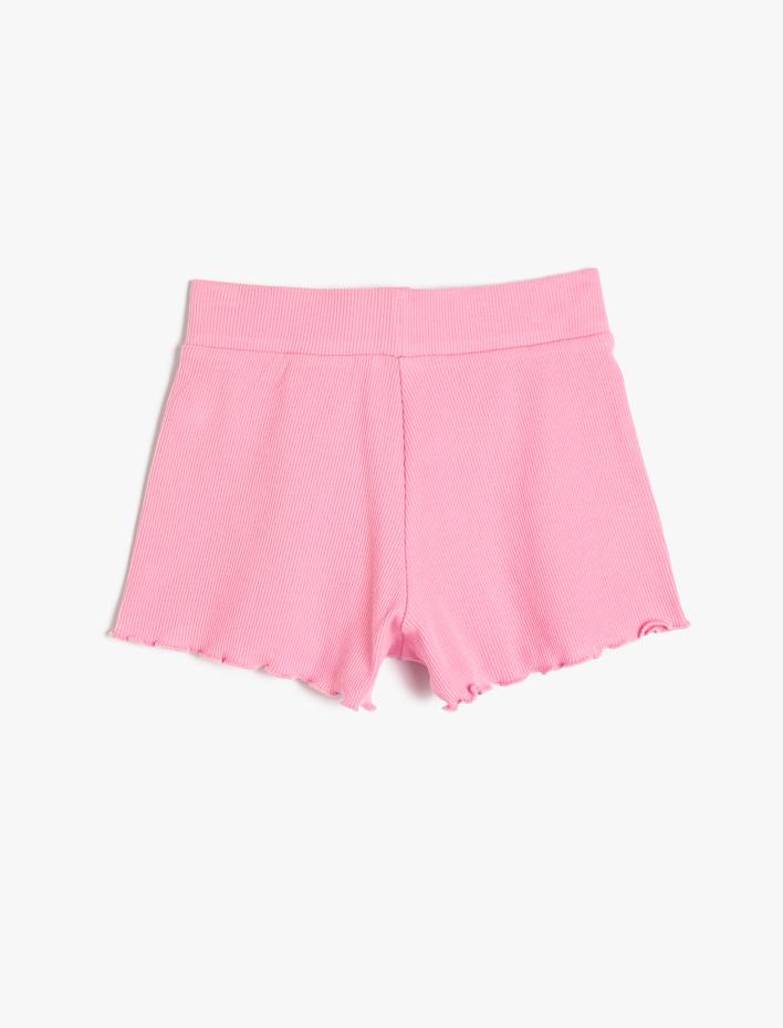 Kız Çocuk Fırfırlı Şort Beli Lastikli Ribanalı Pamuklu