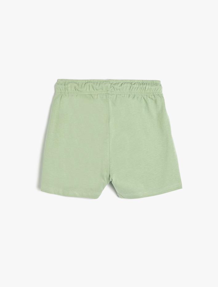 Erkek Çocuk Şort Beli Bağlamalı Yaz Temalı Baskı Detaylı Pamuklu